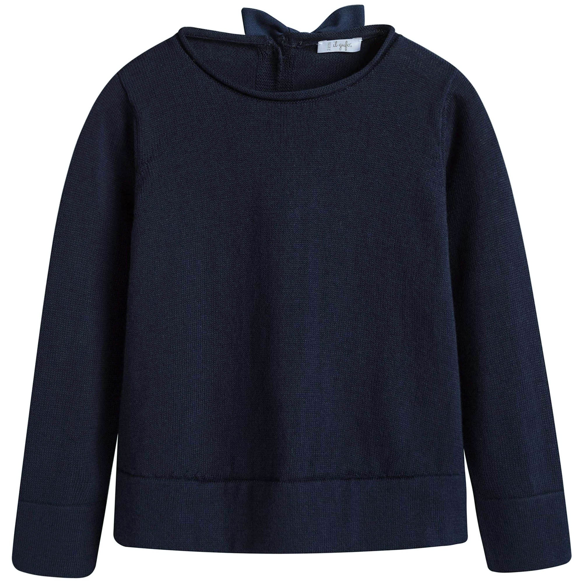 Girls Dark Blue Cotton Sweater