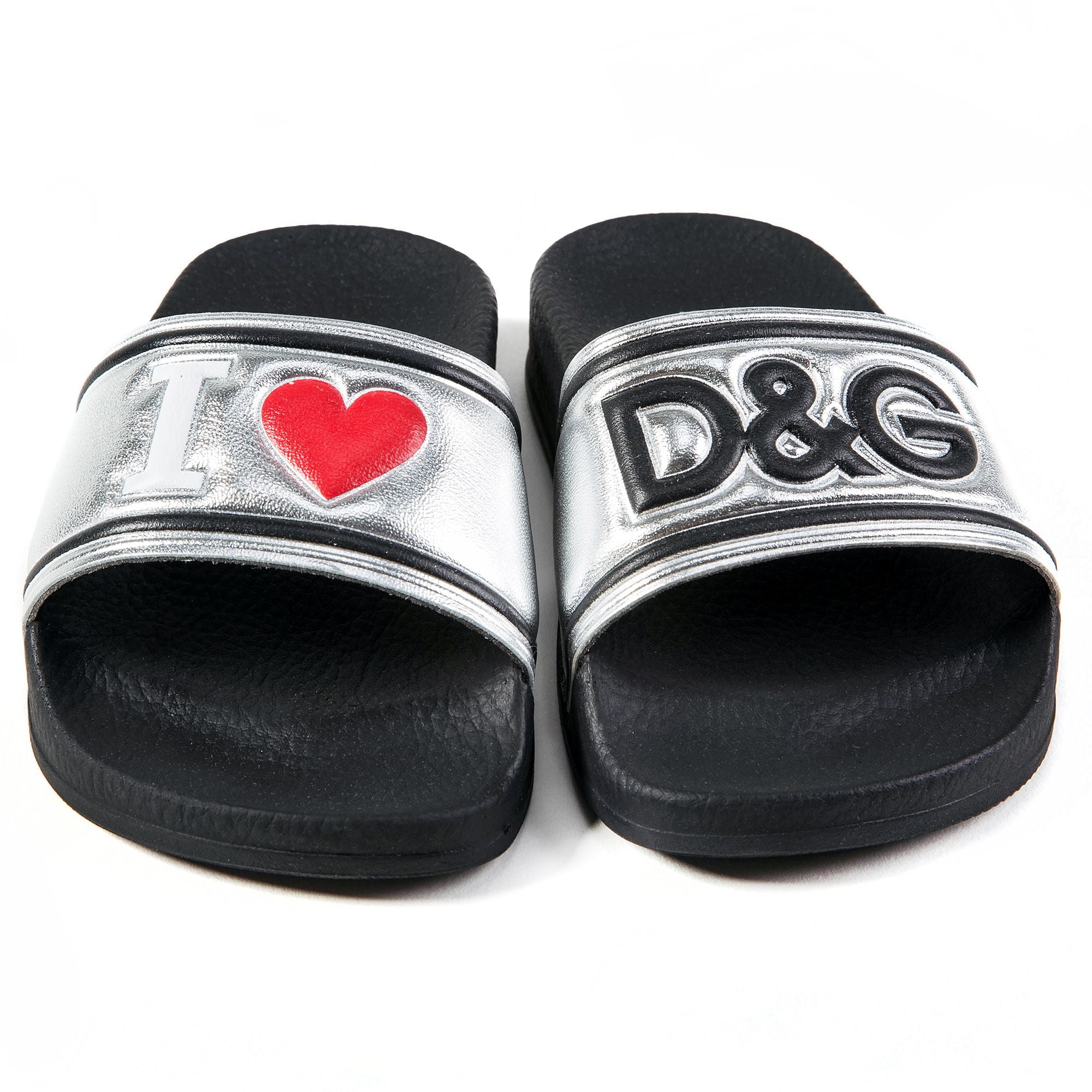 Girls & Boys Black  Silver  Logo Slippers
