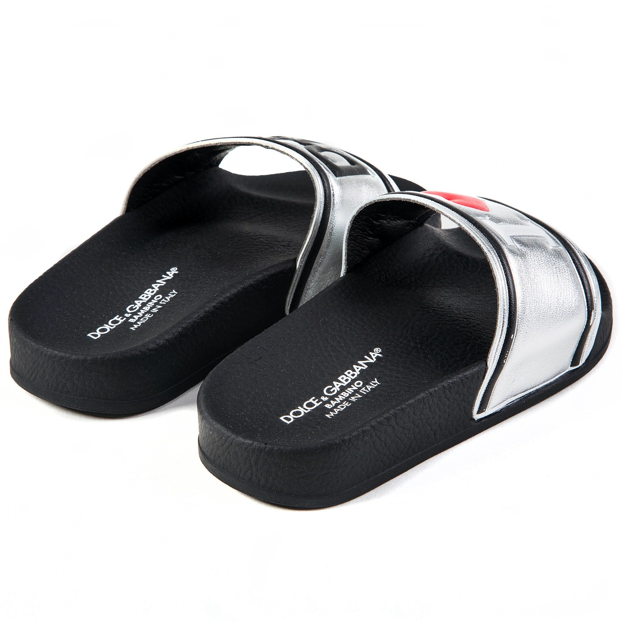 Girls & Boys Black  Silver  Logo Slippers