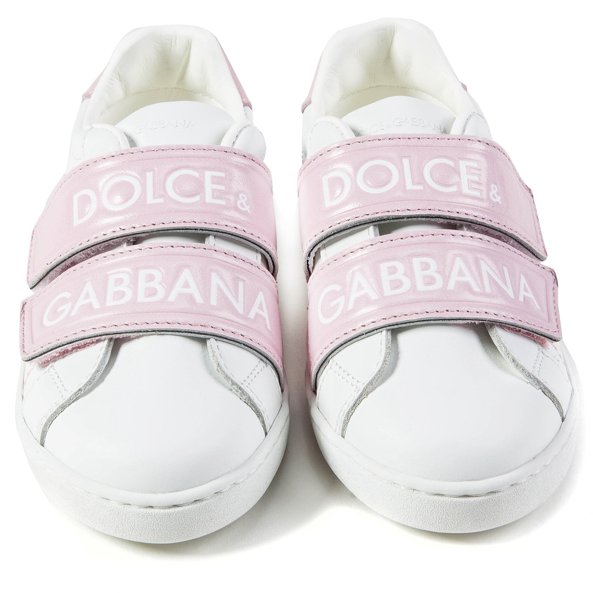 Girls White Pink Logo Shoes