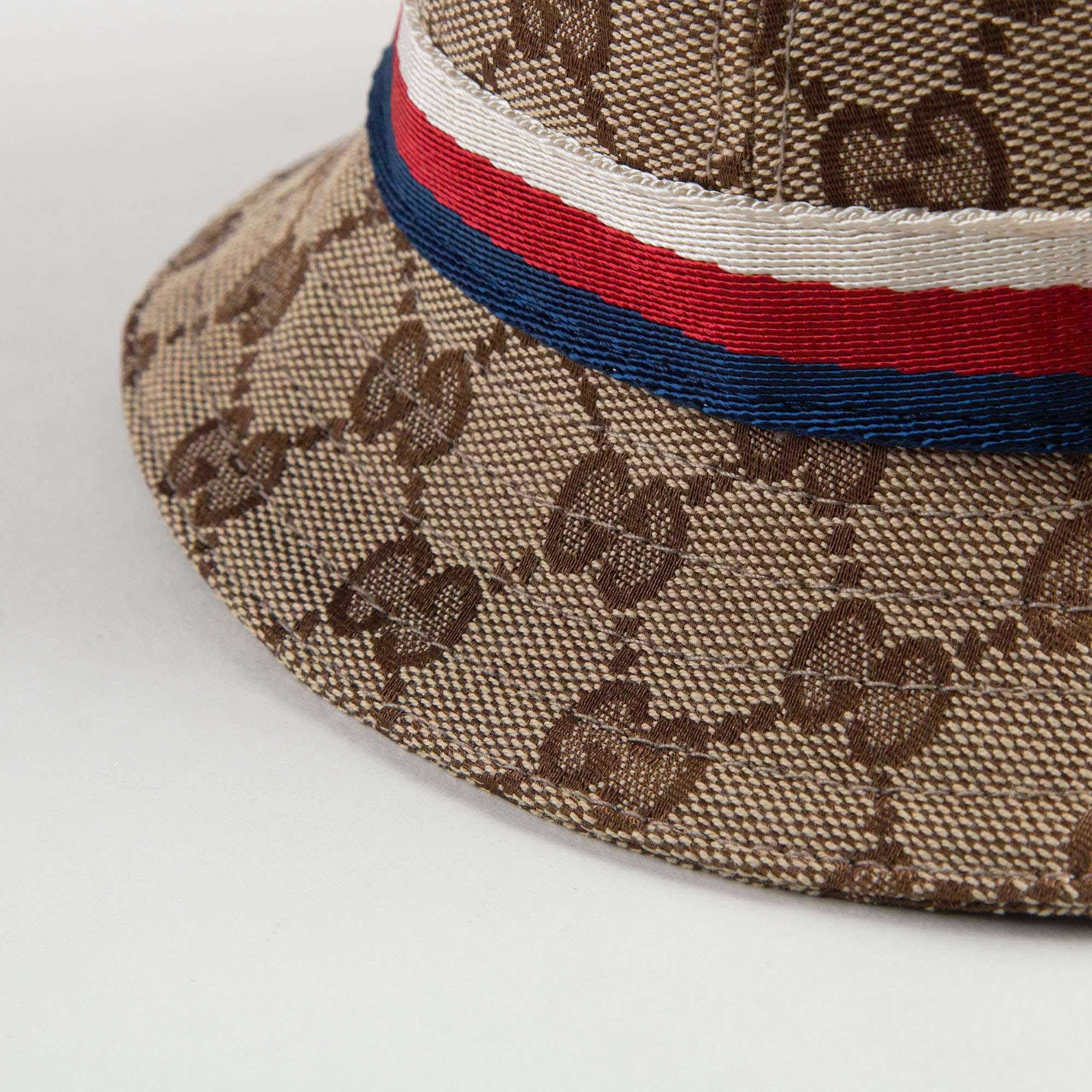 Girls Light Brown Striped Trims Sun Hat