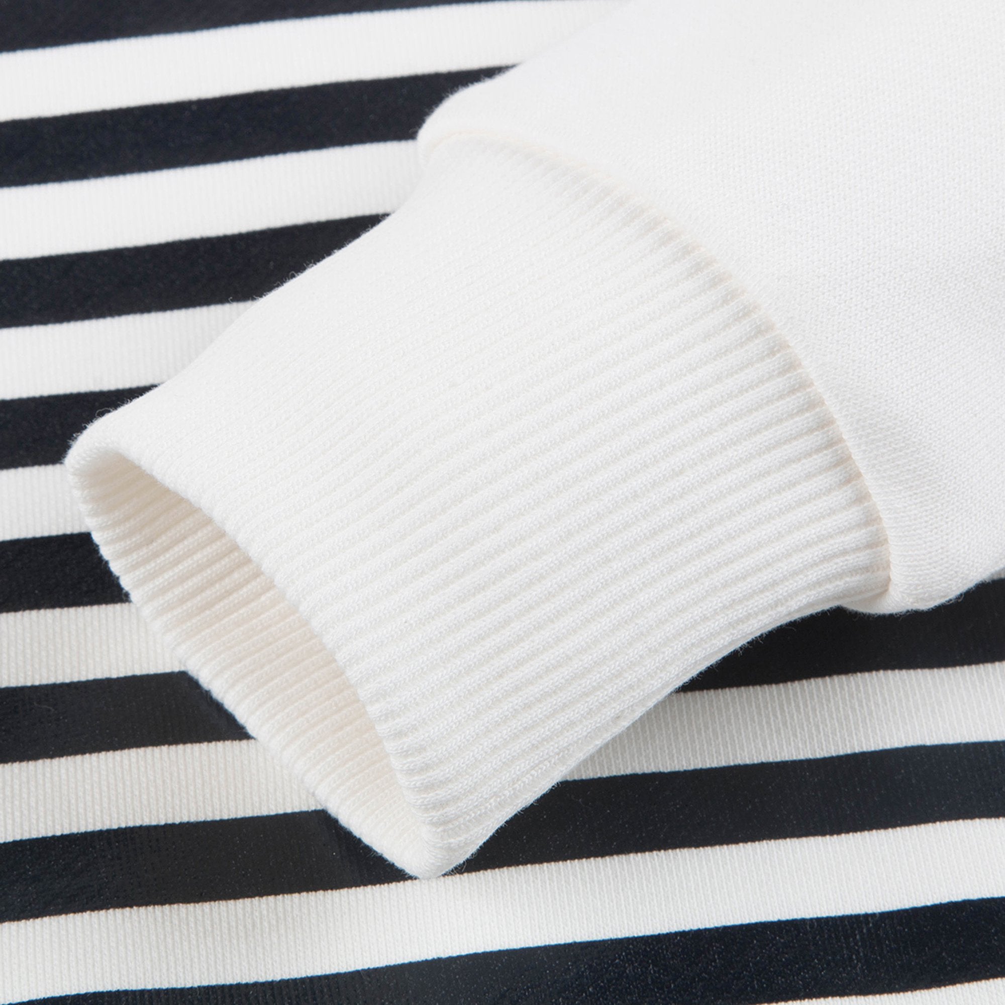 Girls White & Black Striped Sweatshirt