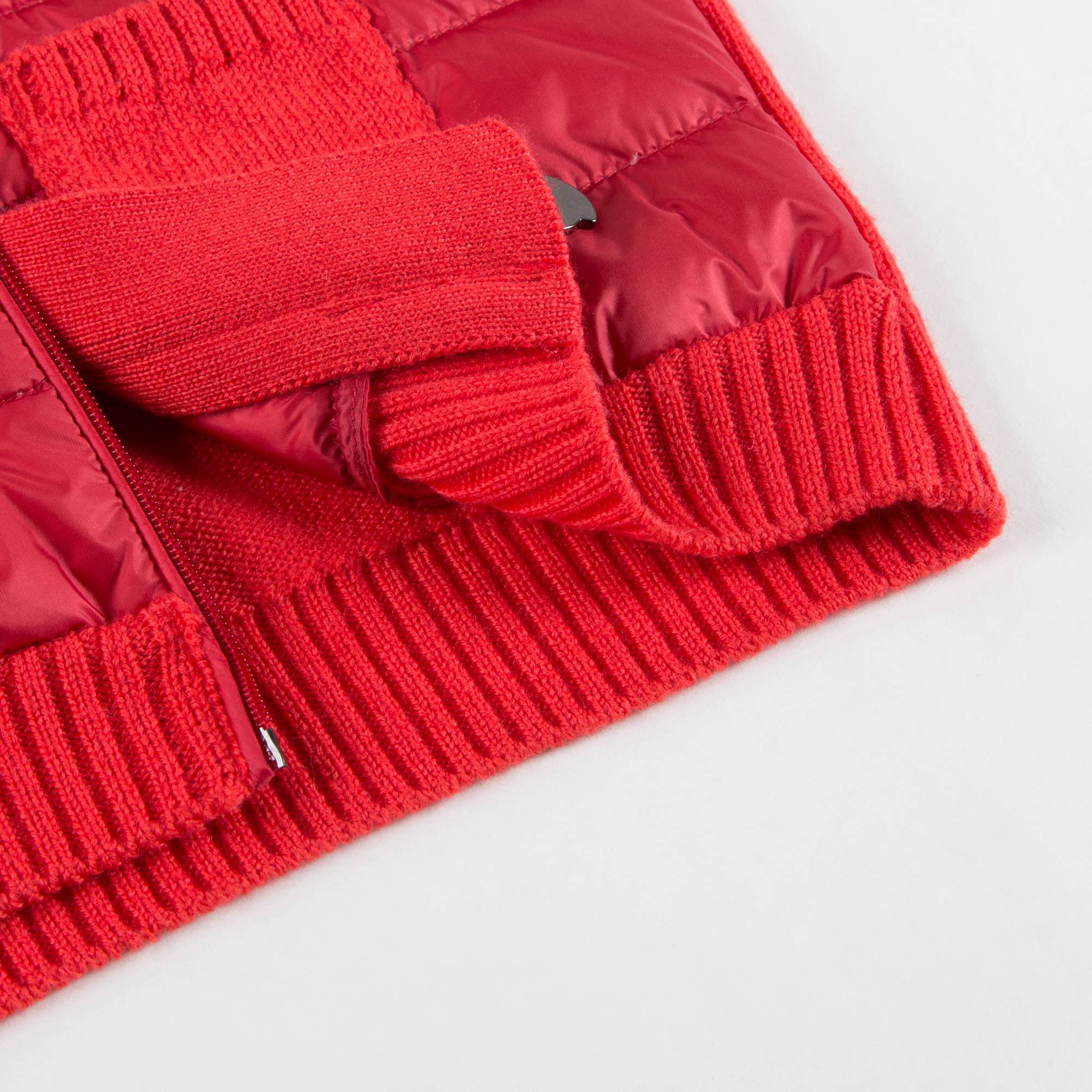 Girls Red Quilted Zip-up Top