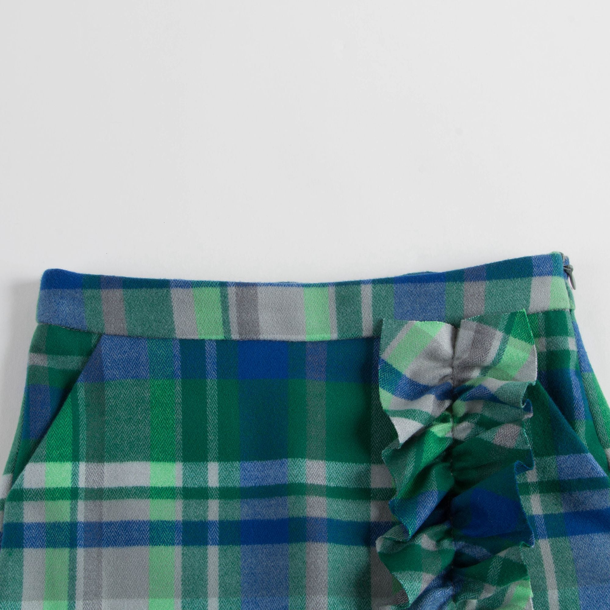 Girls Apple Green Check Cotton Shorts