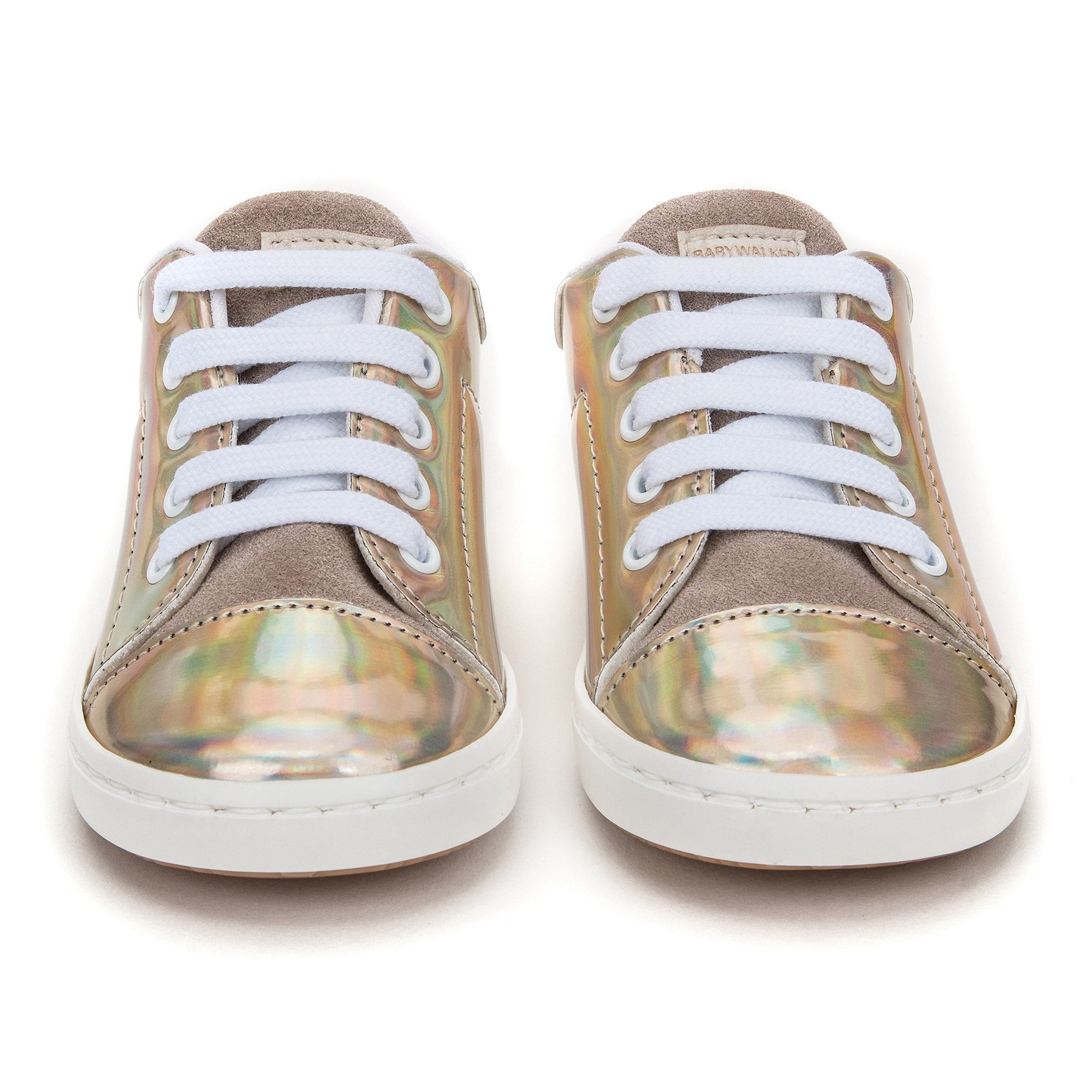 Girls Golden Mirror Leather Trainer