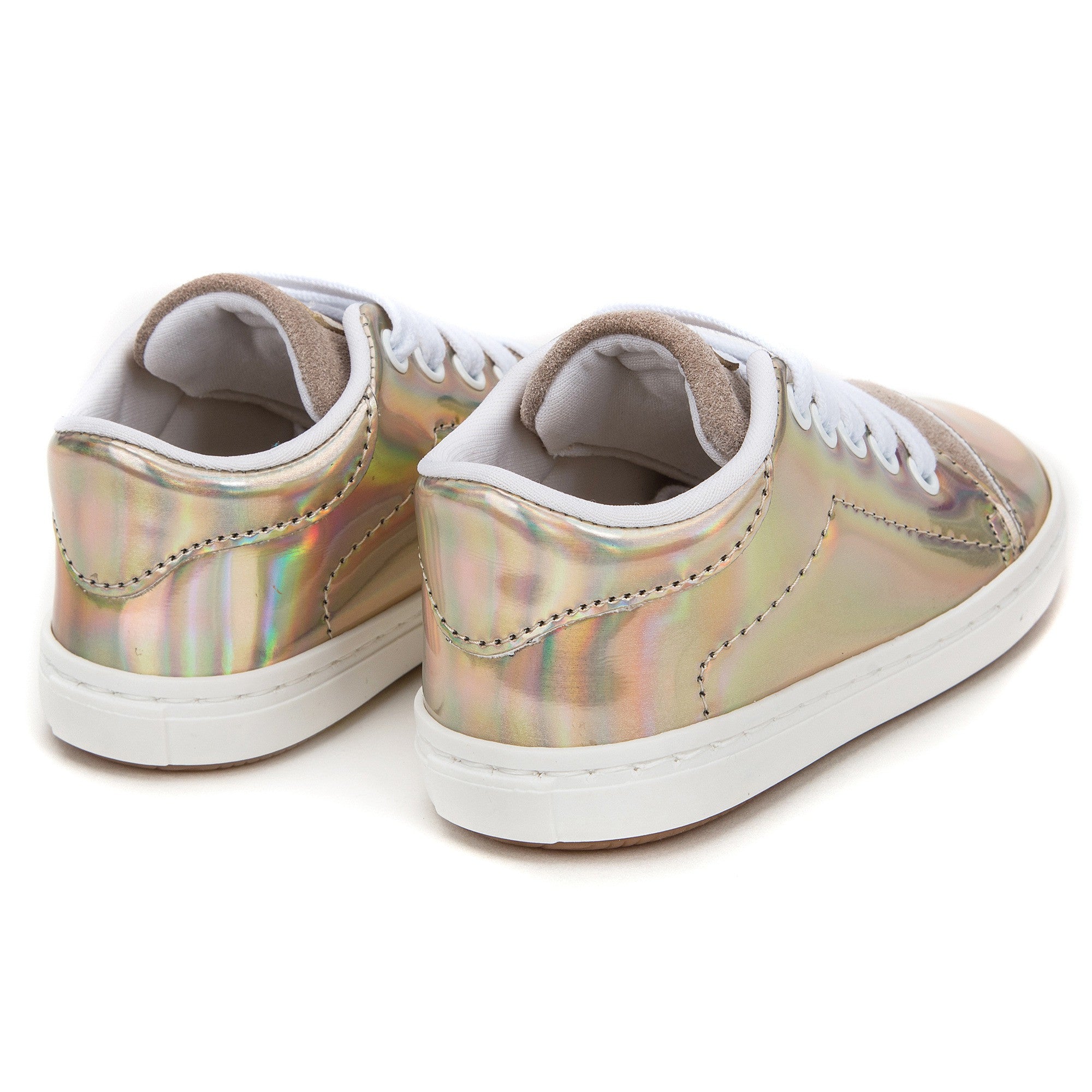 Girls Golden Mirror Leather Trainer