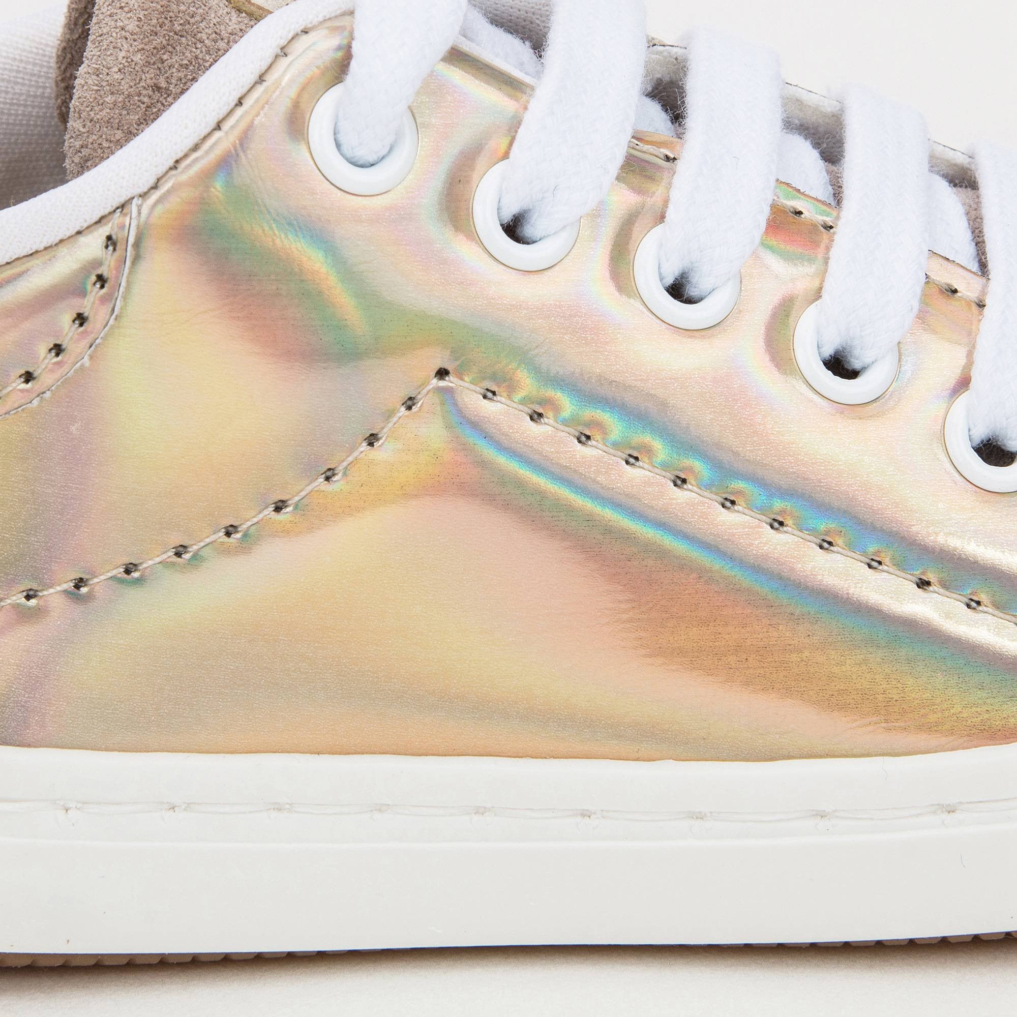 Girls Golden Mirror Leather Trainer