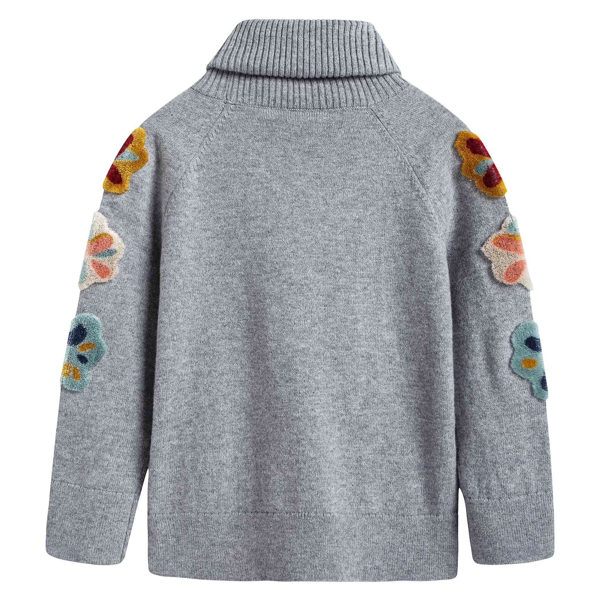 Girls Grey Polo Neck Sweater