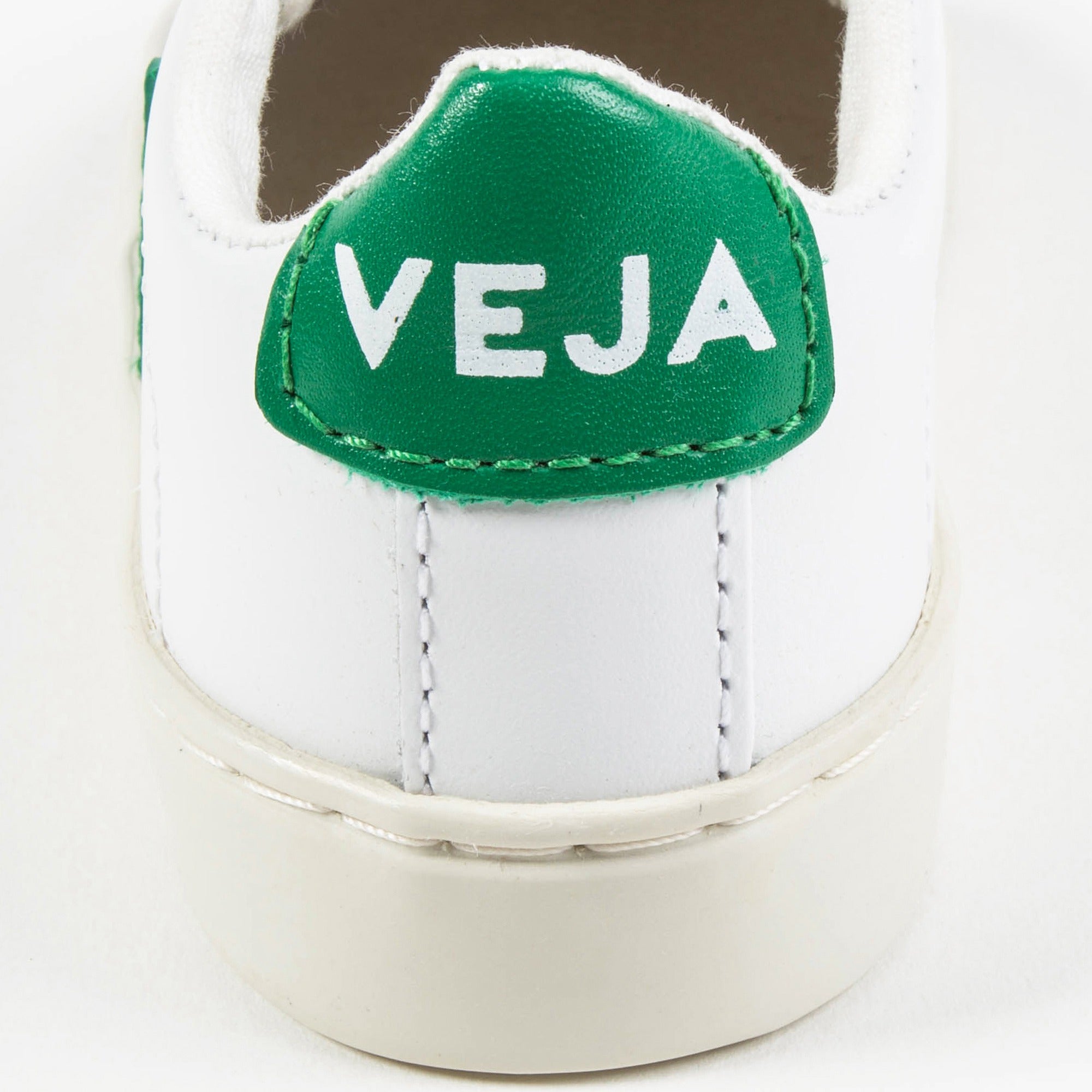 Baby  White   Leather Velcro   With  Green  "V" Shoes