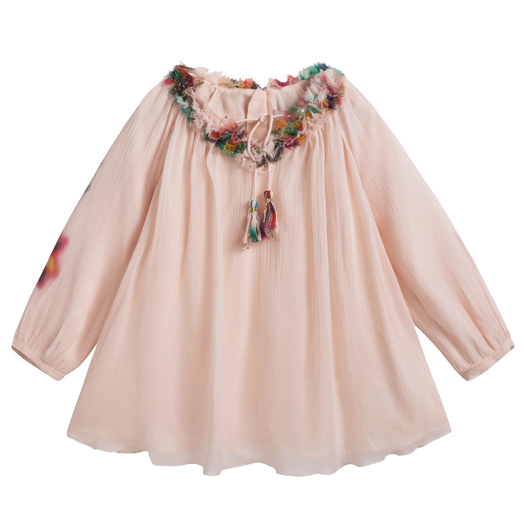 Girls Pink Silk Dress
