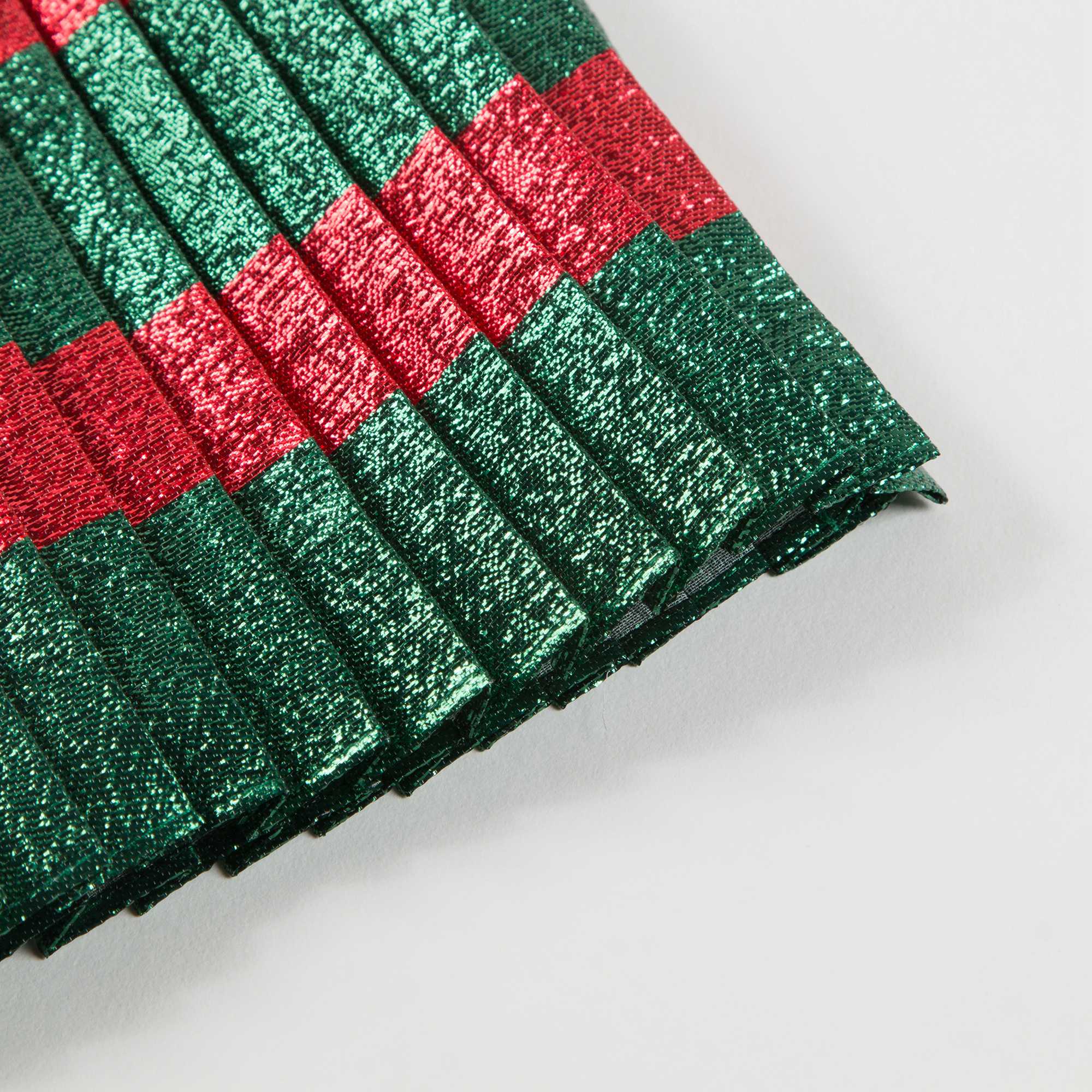 Girls Green & Red Striped Pleated Skirt