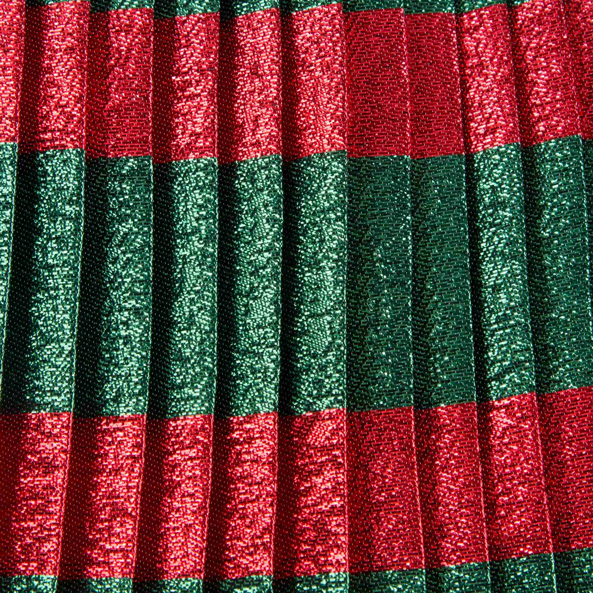 Girls Green & Red Striped Pleated Skirt
