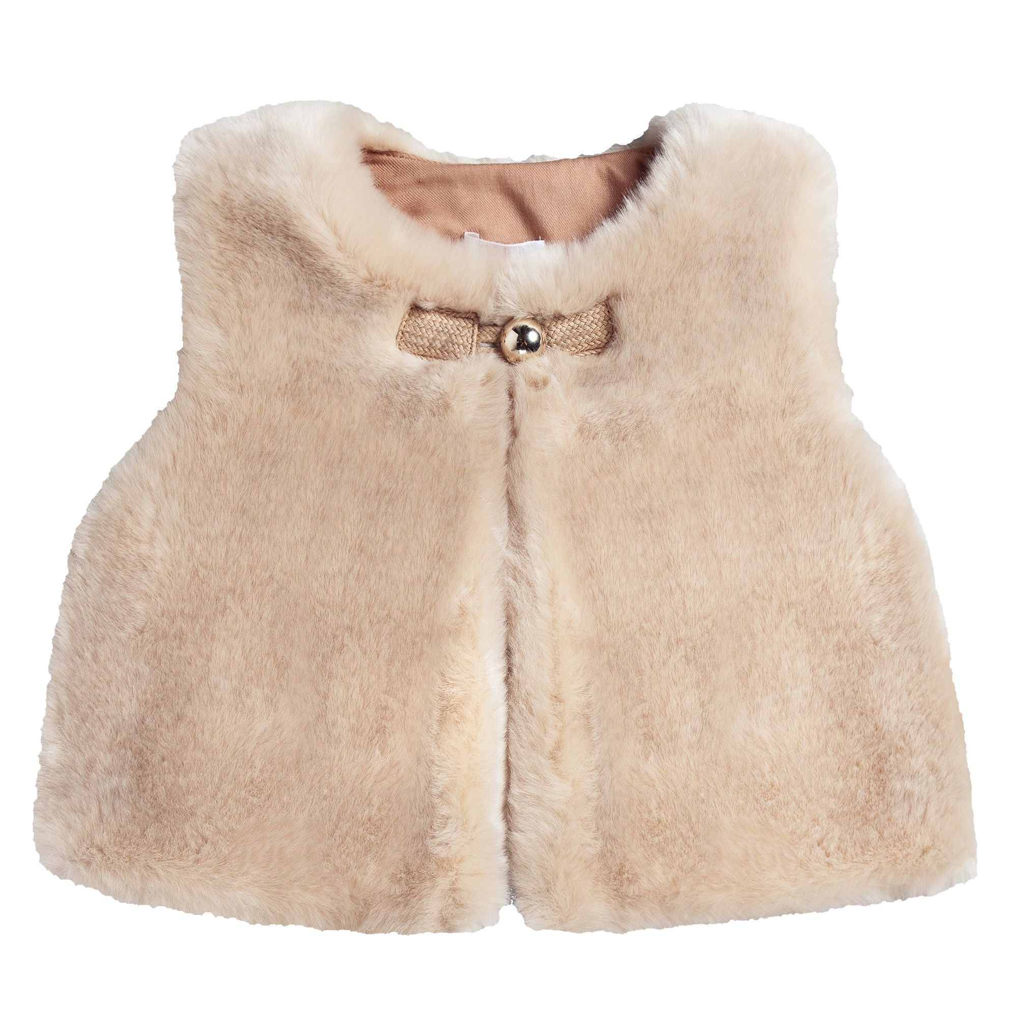 Baby Girls Beige Fur Gilet