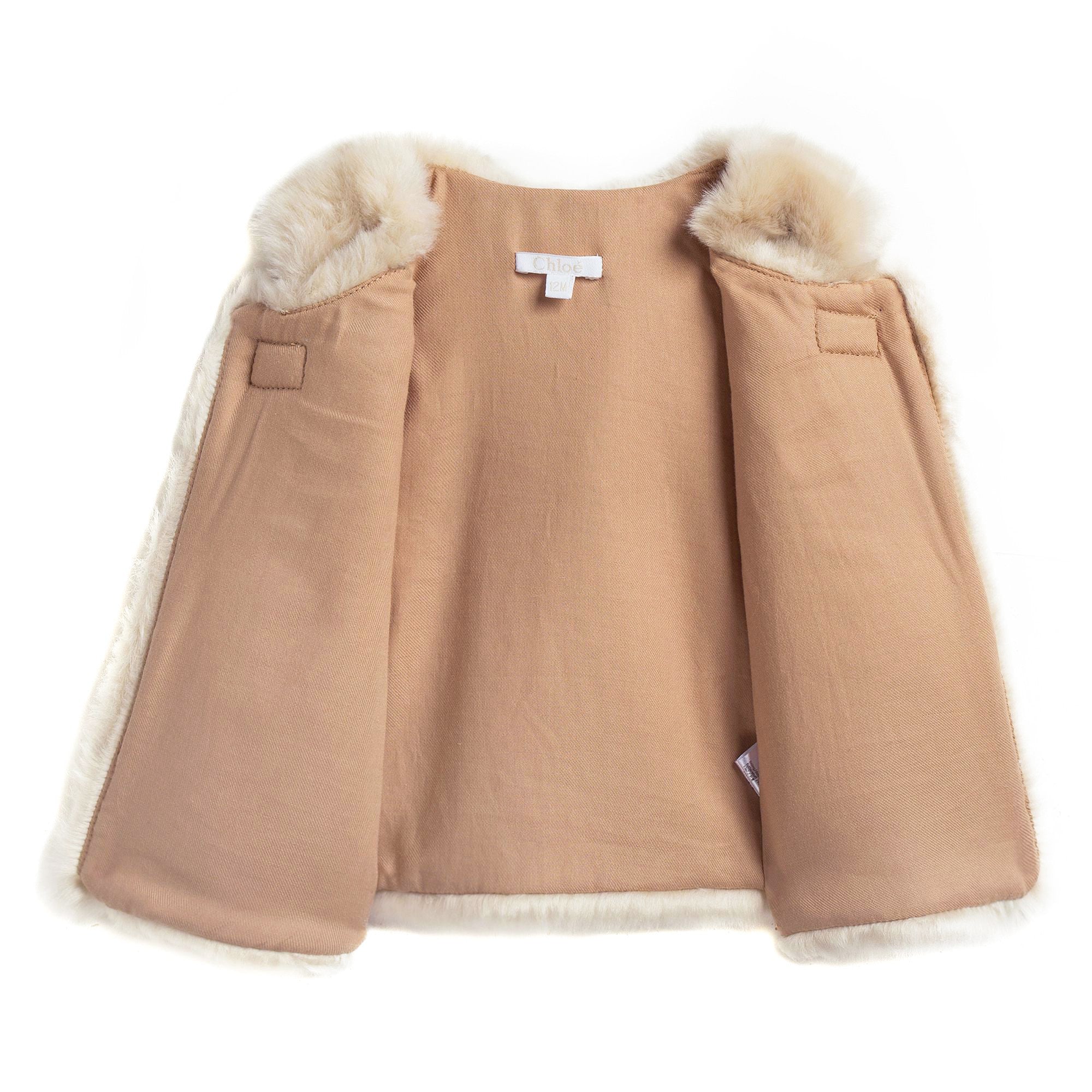 Baby Girls Beige Fur Gilet