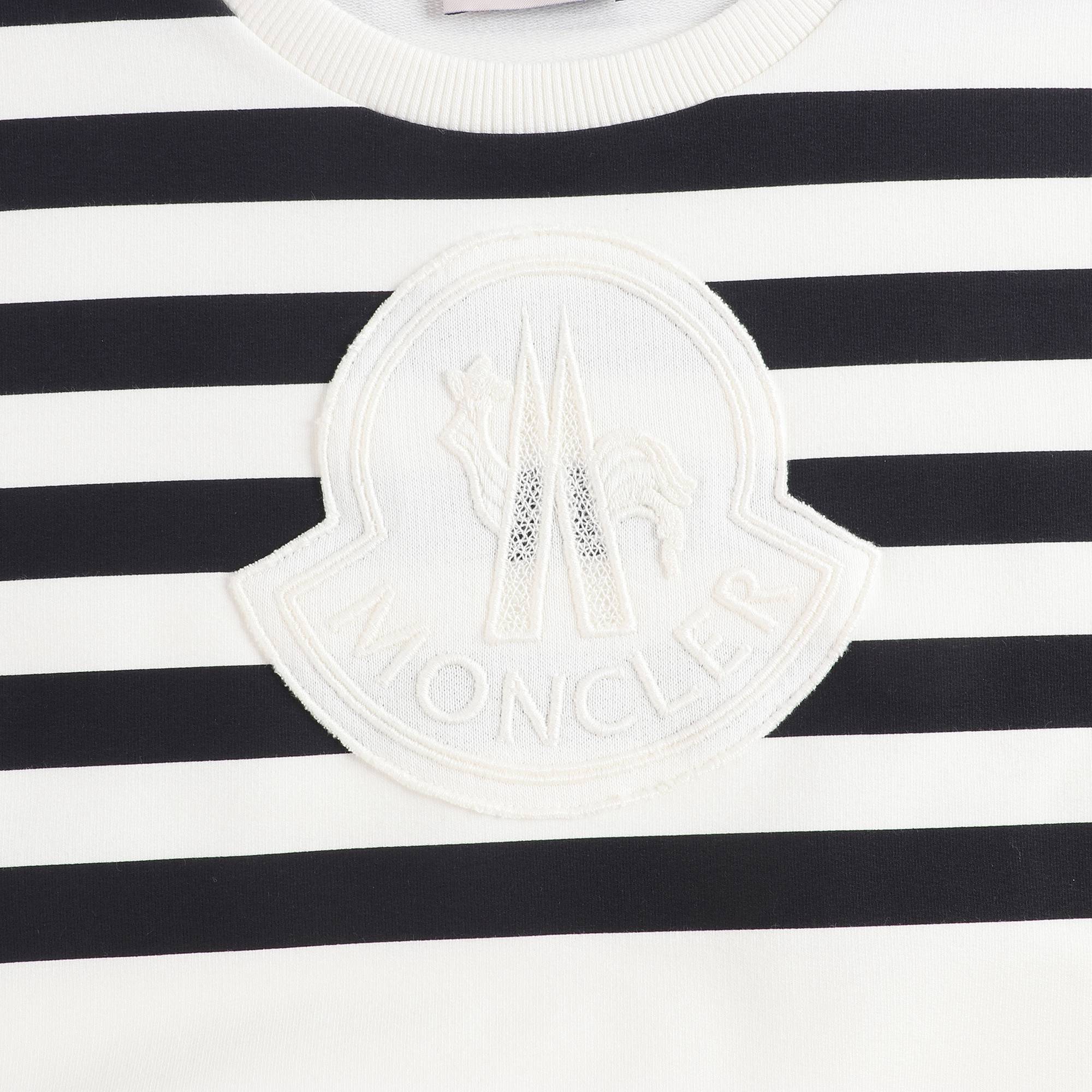 Girls White & Black Stripes T-shirt