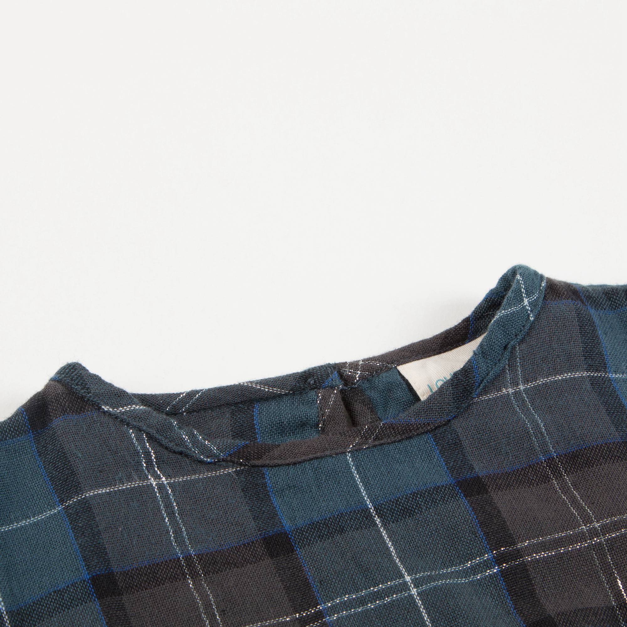 Girls Tartan silver Blue Cotton Dress
