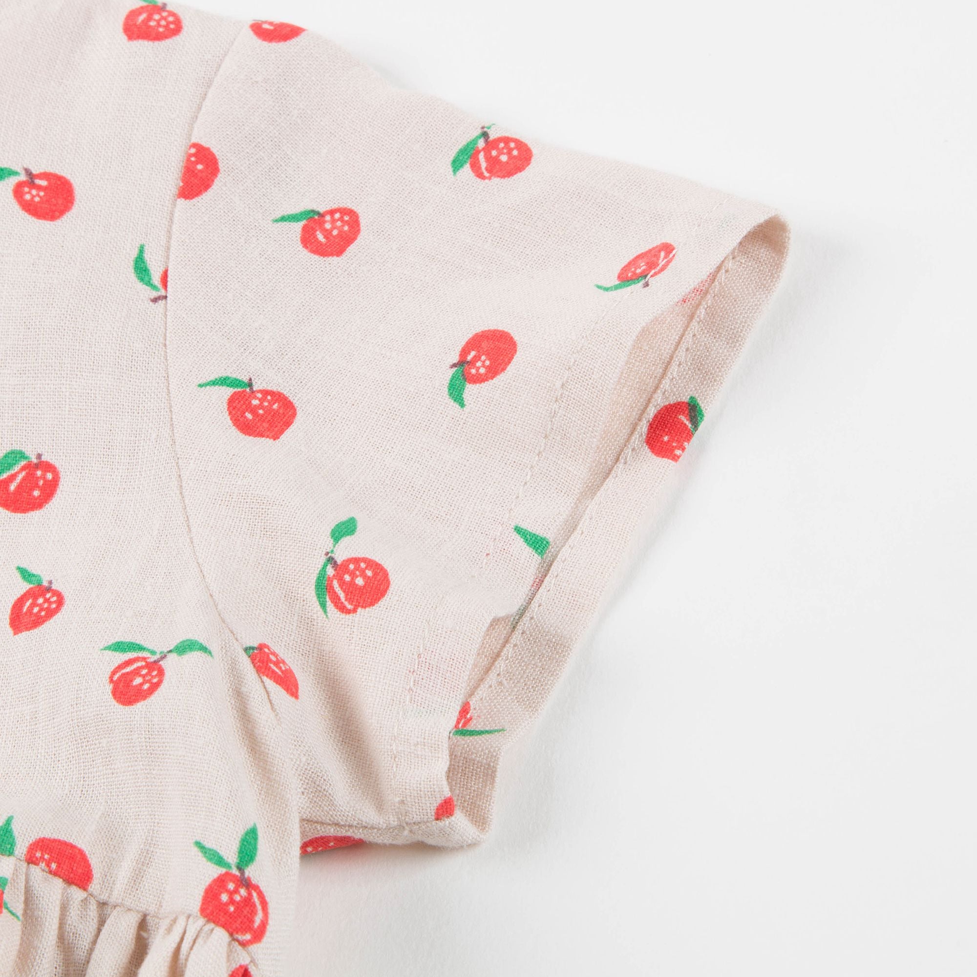Girls Beige & Peaches Linen Dress