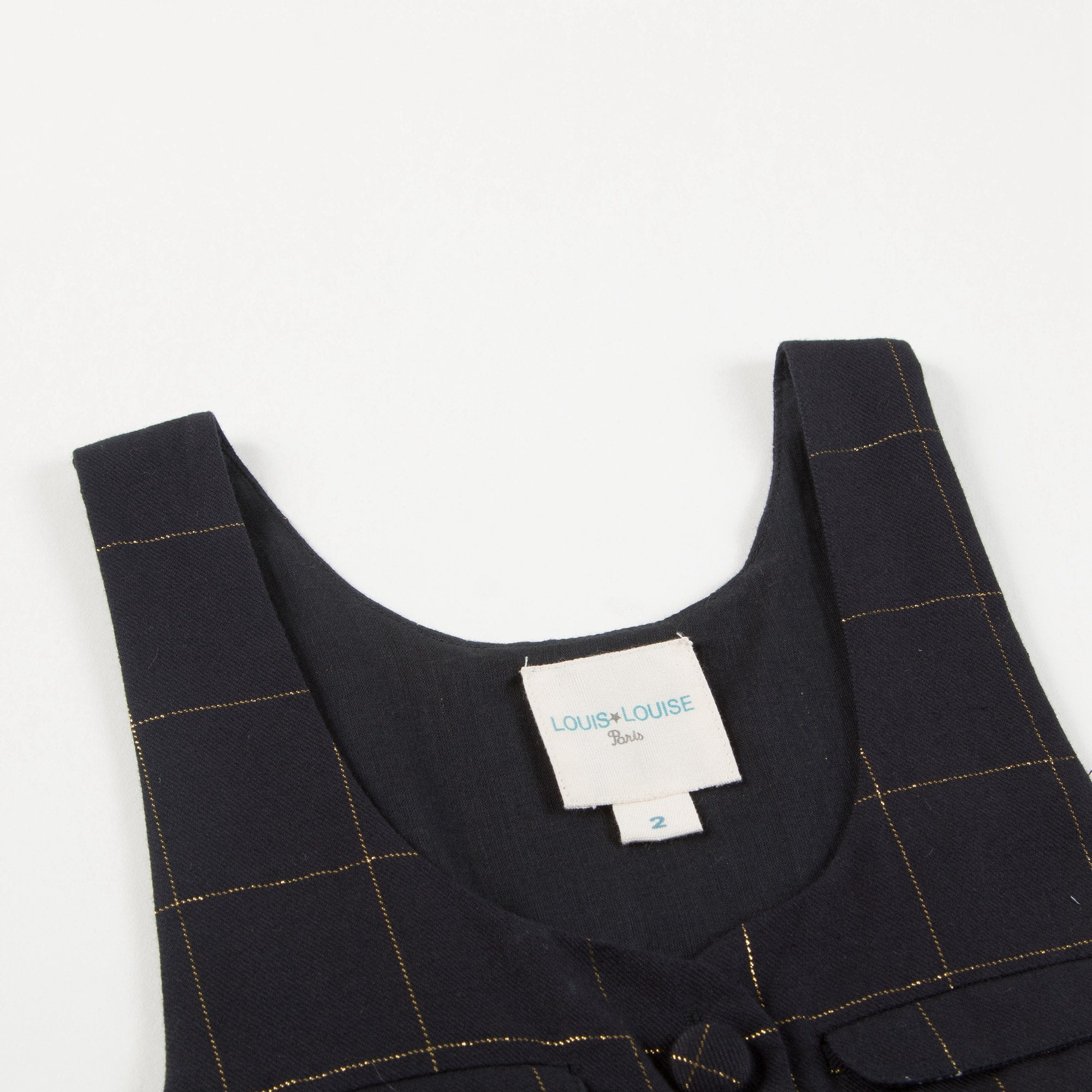 Girls Black Big check gold Overall Trousers