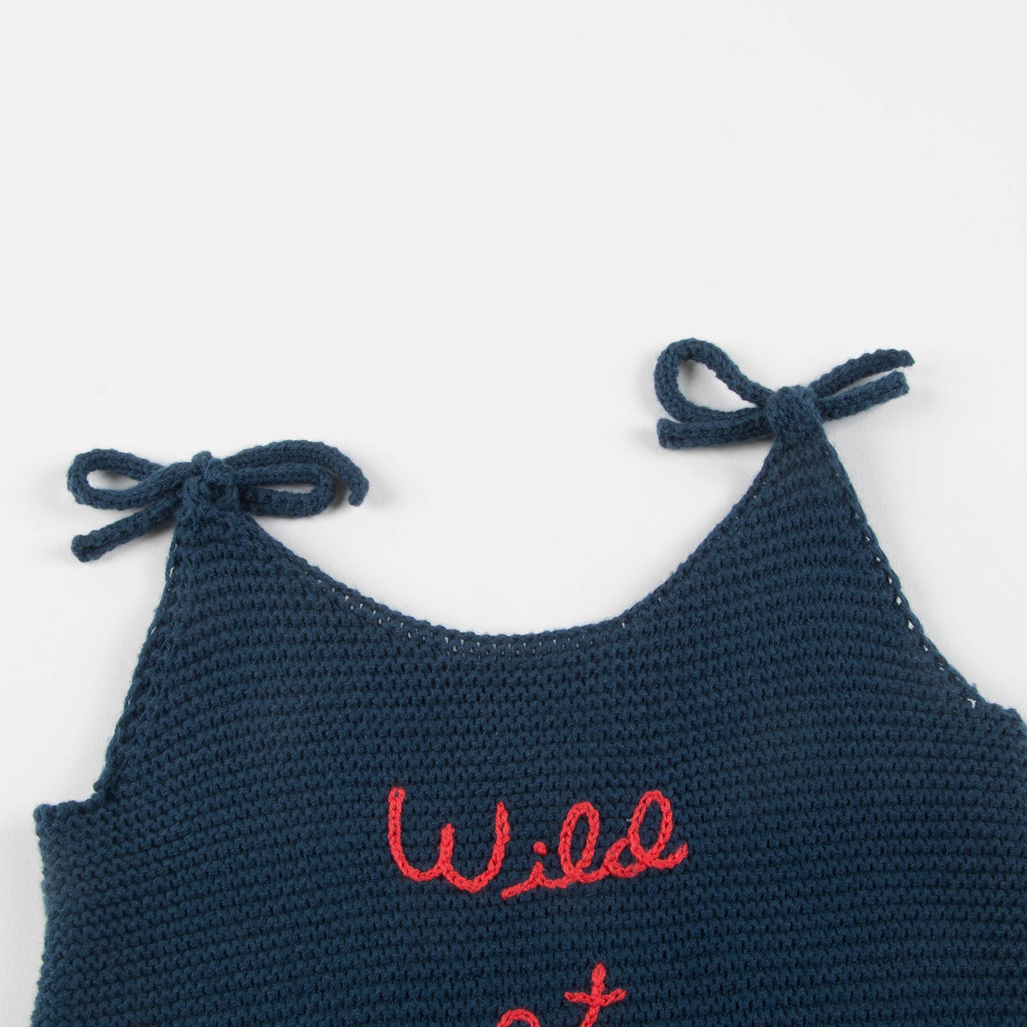 Girls Dark Navy Cotton Tie Strap Dress