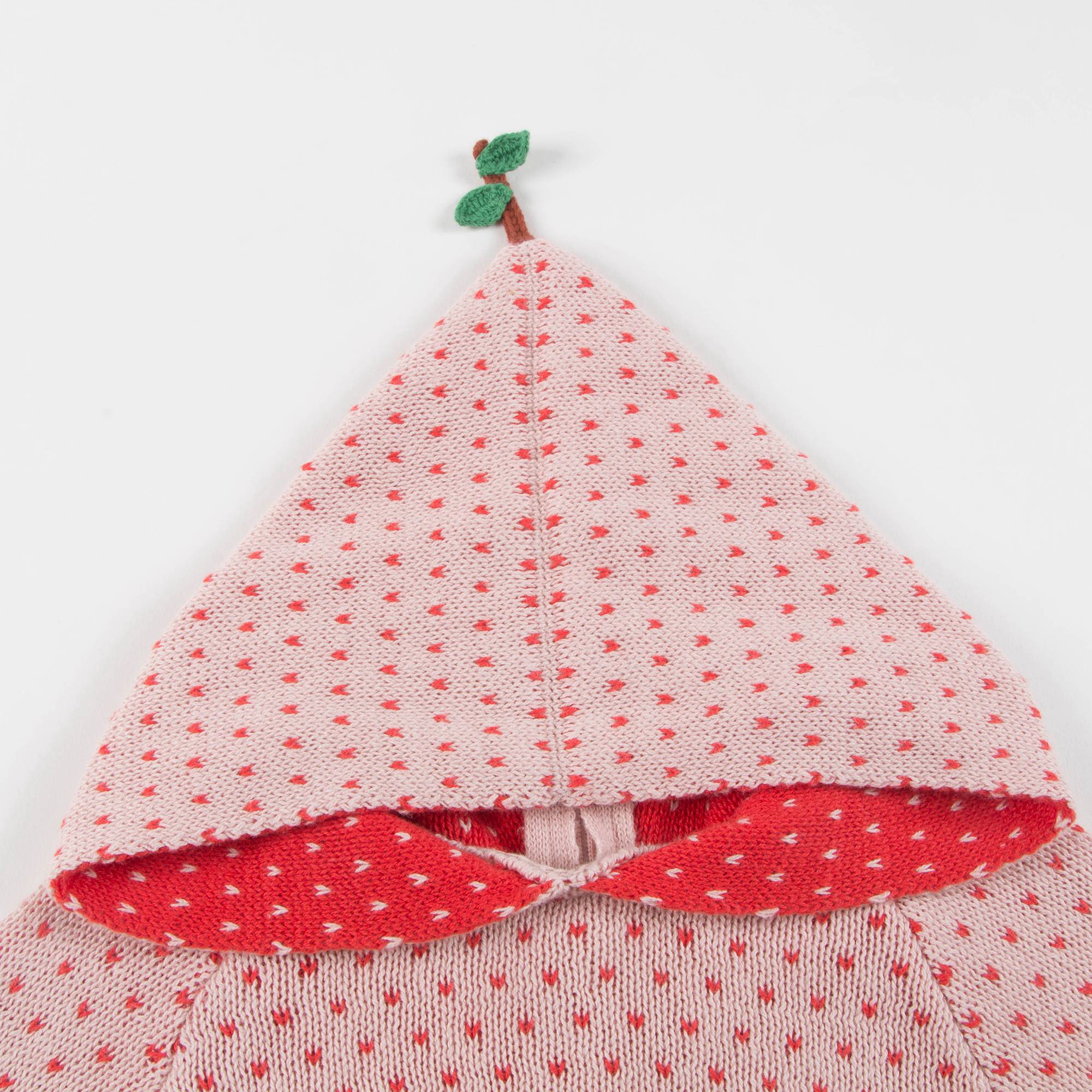 Girls Rose & Red Dots Cotton Peach Hoodie