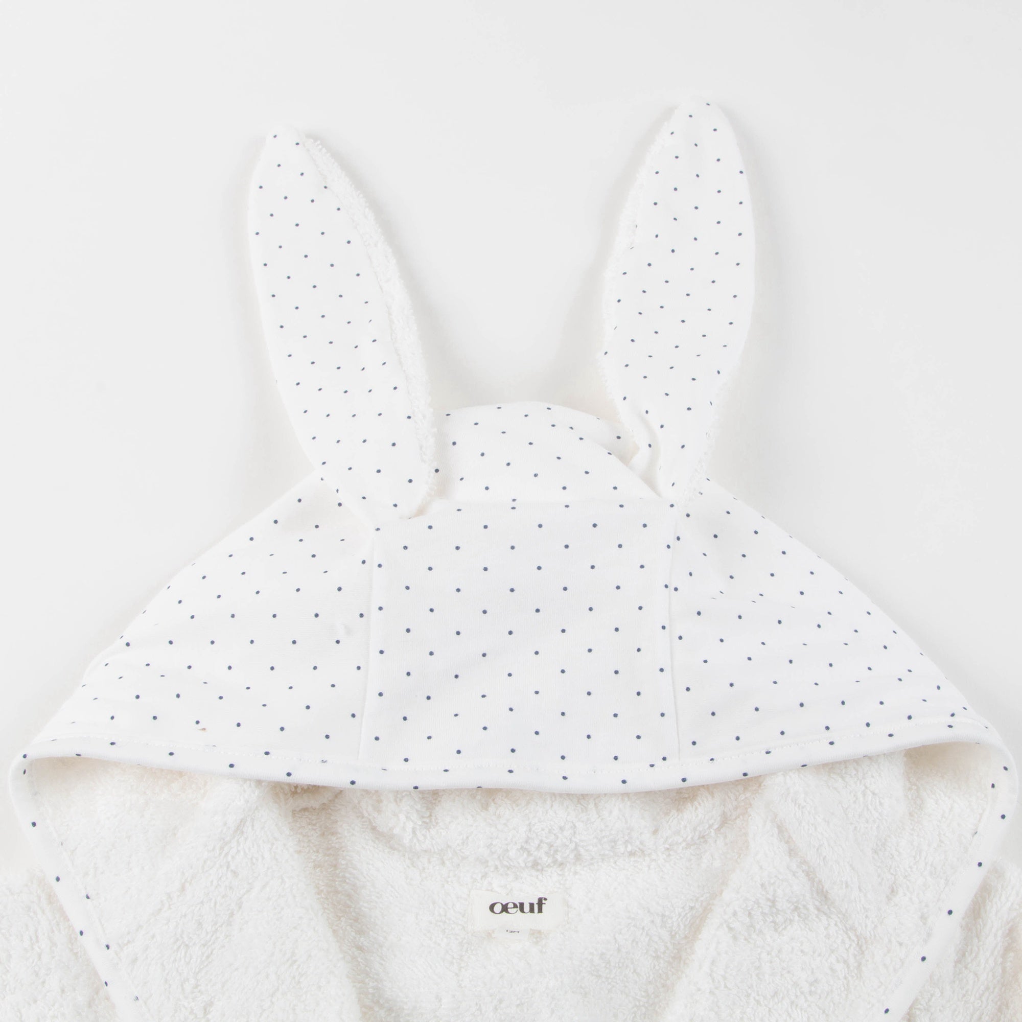 Girls White & Indigo Dots Cotton Hooded Robe