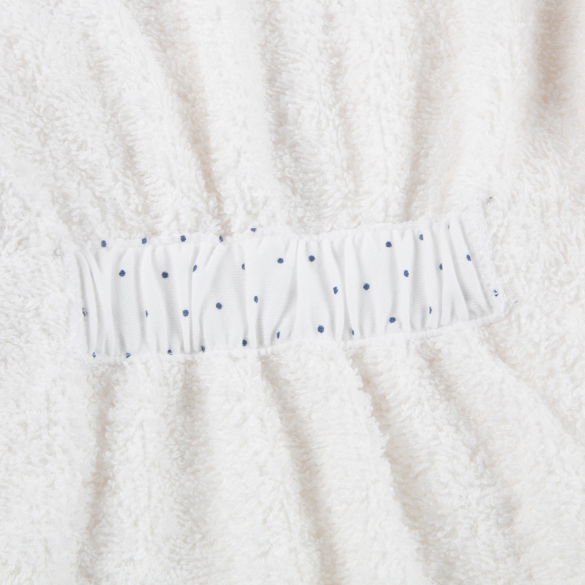 Girls White & Indigo Dots Cotton Hooded Robe