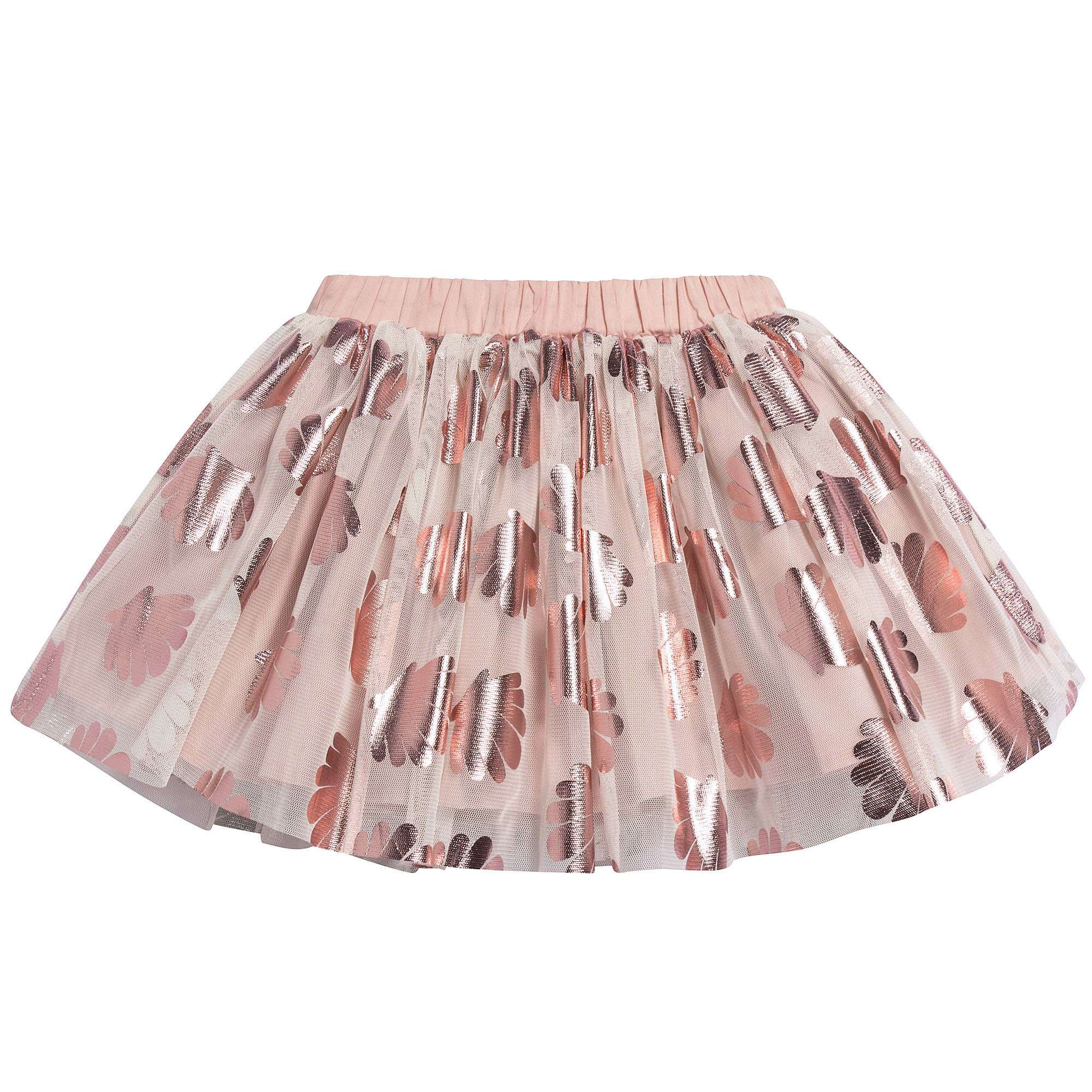 Girls Pink Flower Printed Skirt