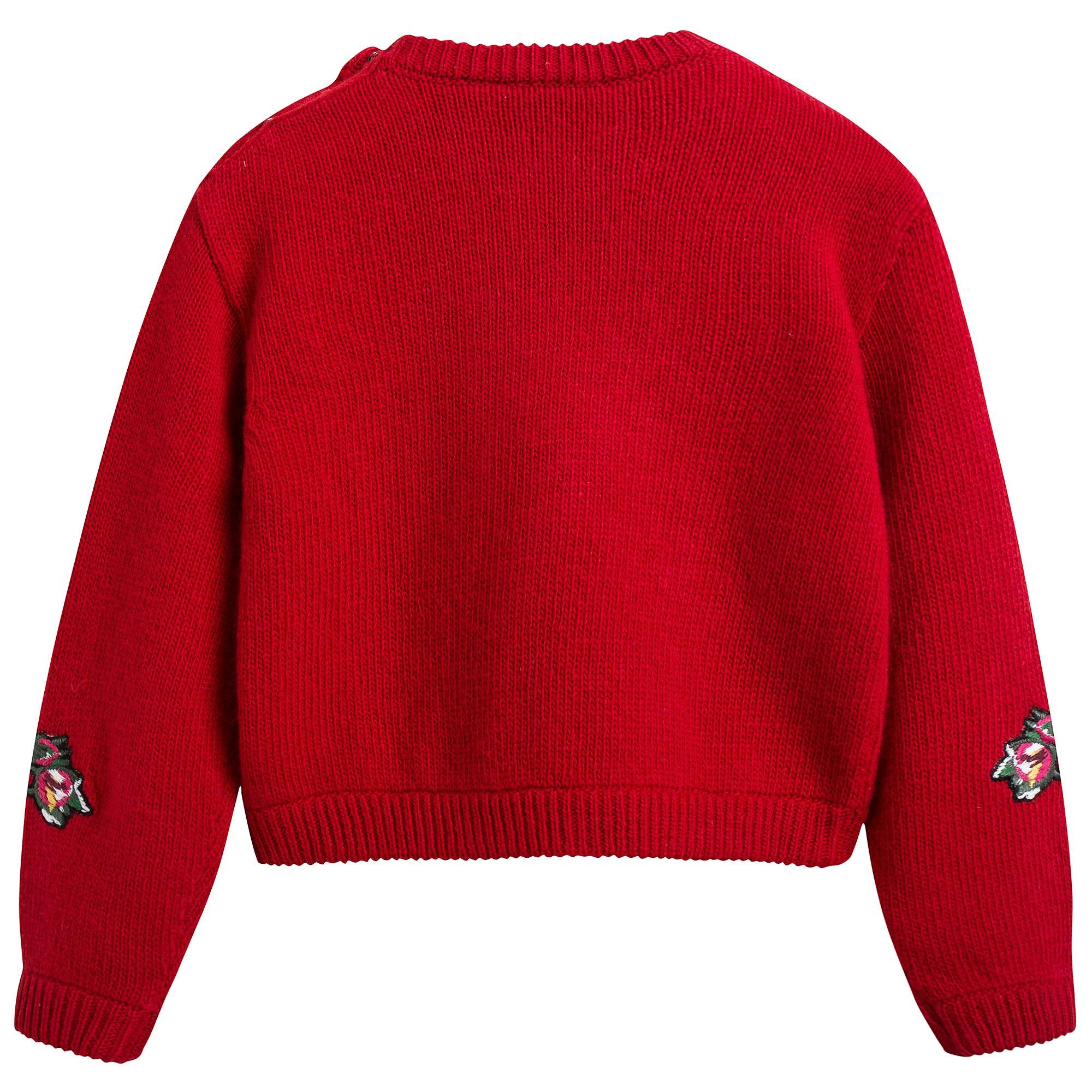 Baby Girls Red Rose Sweater
