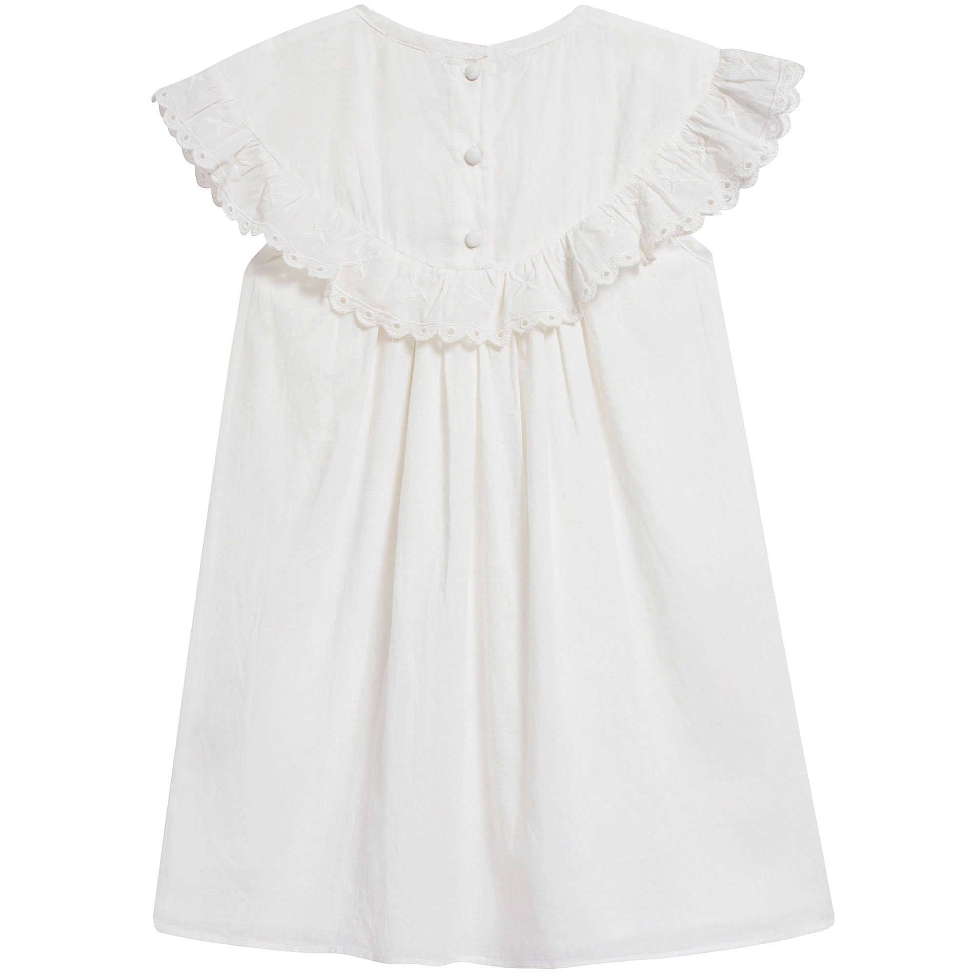 Girls Off White Cotton Dress