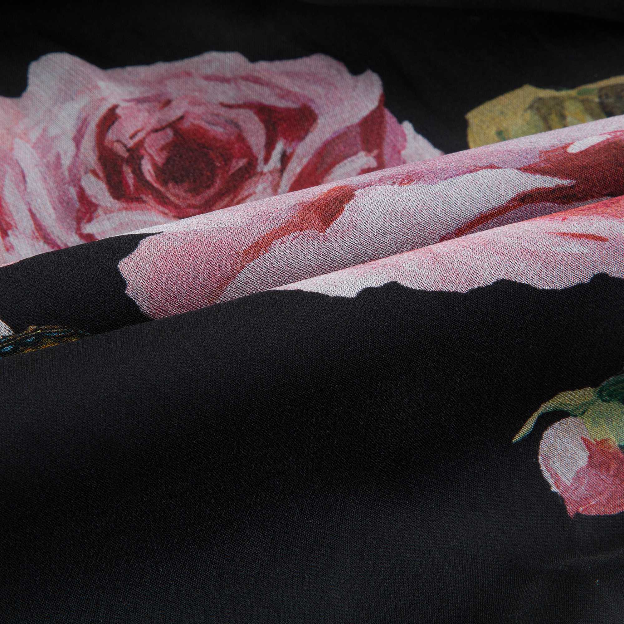 Girls Black Rose Silk Chiffon Dress