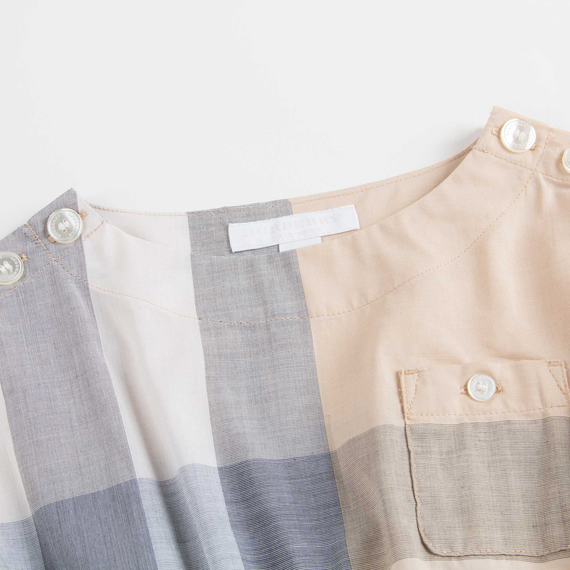 Girls Beige Checked Romper