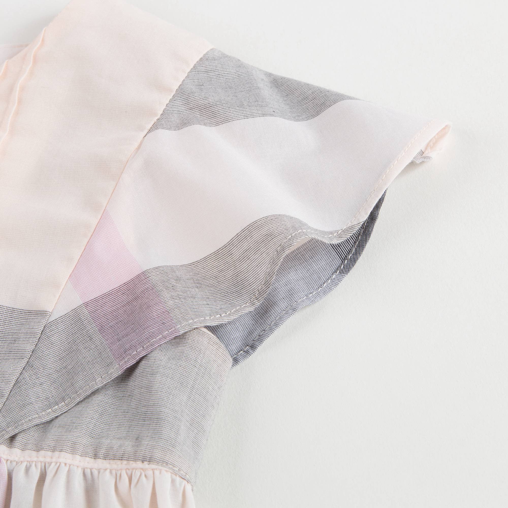 Girls Apricot Check Cotton Dress