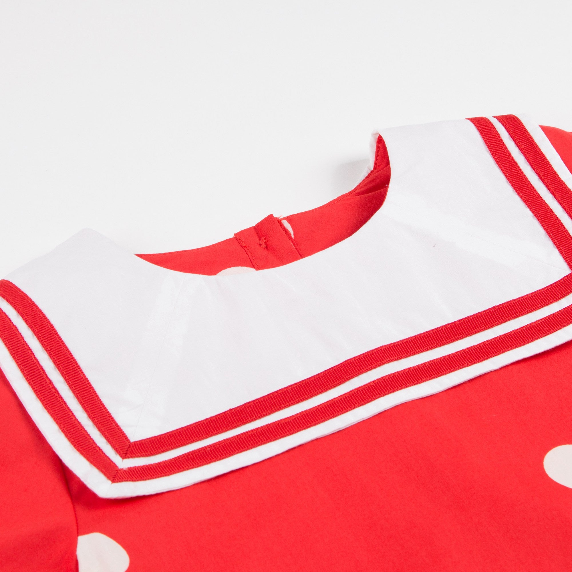 Girls Red Dot Woven Sailor Organic Cotton Dress