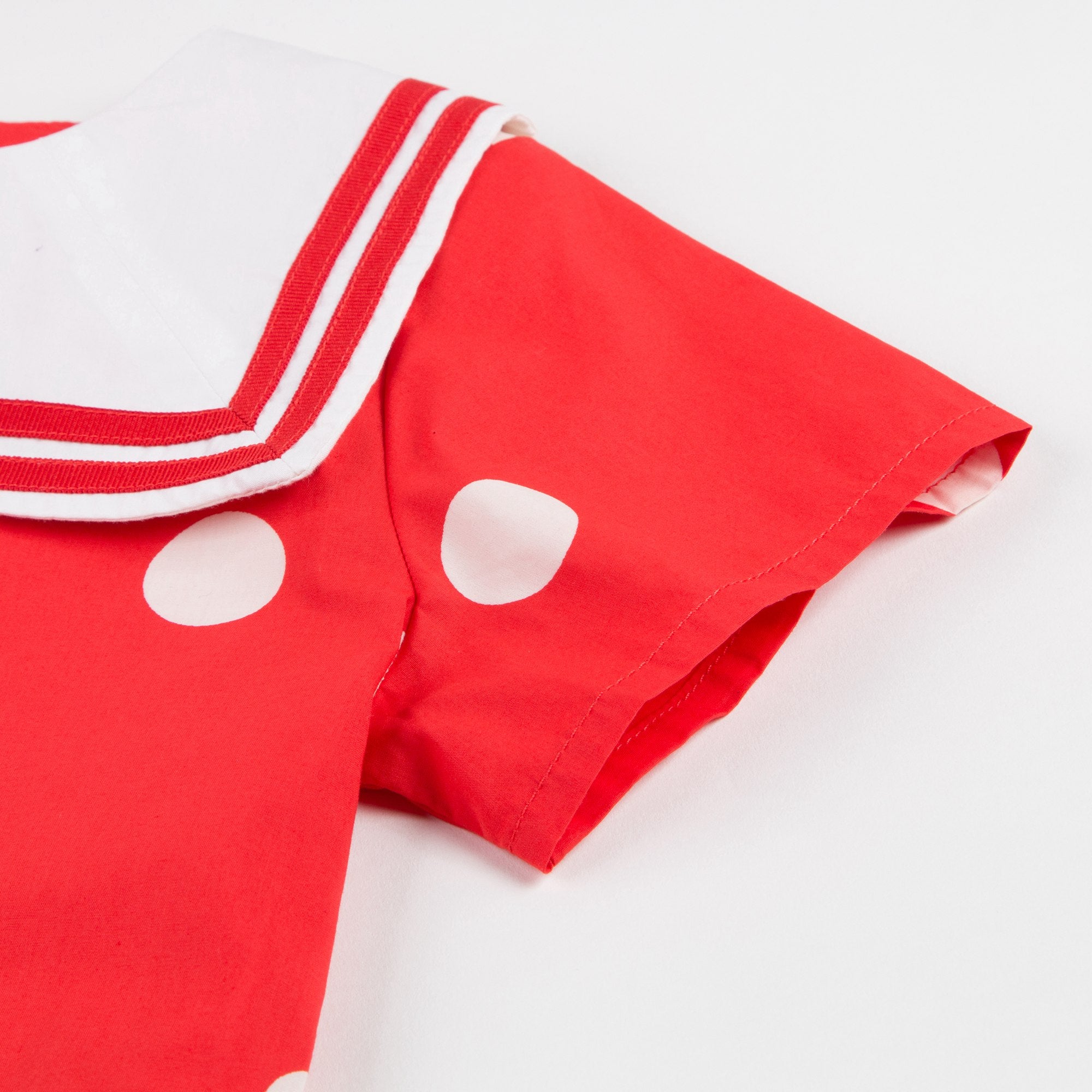 Girls Red Dot Woven Sailor Organic Cotton Dress