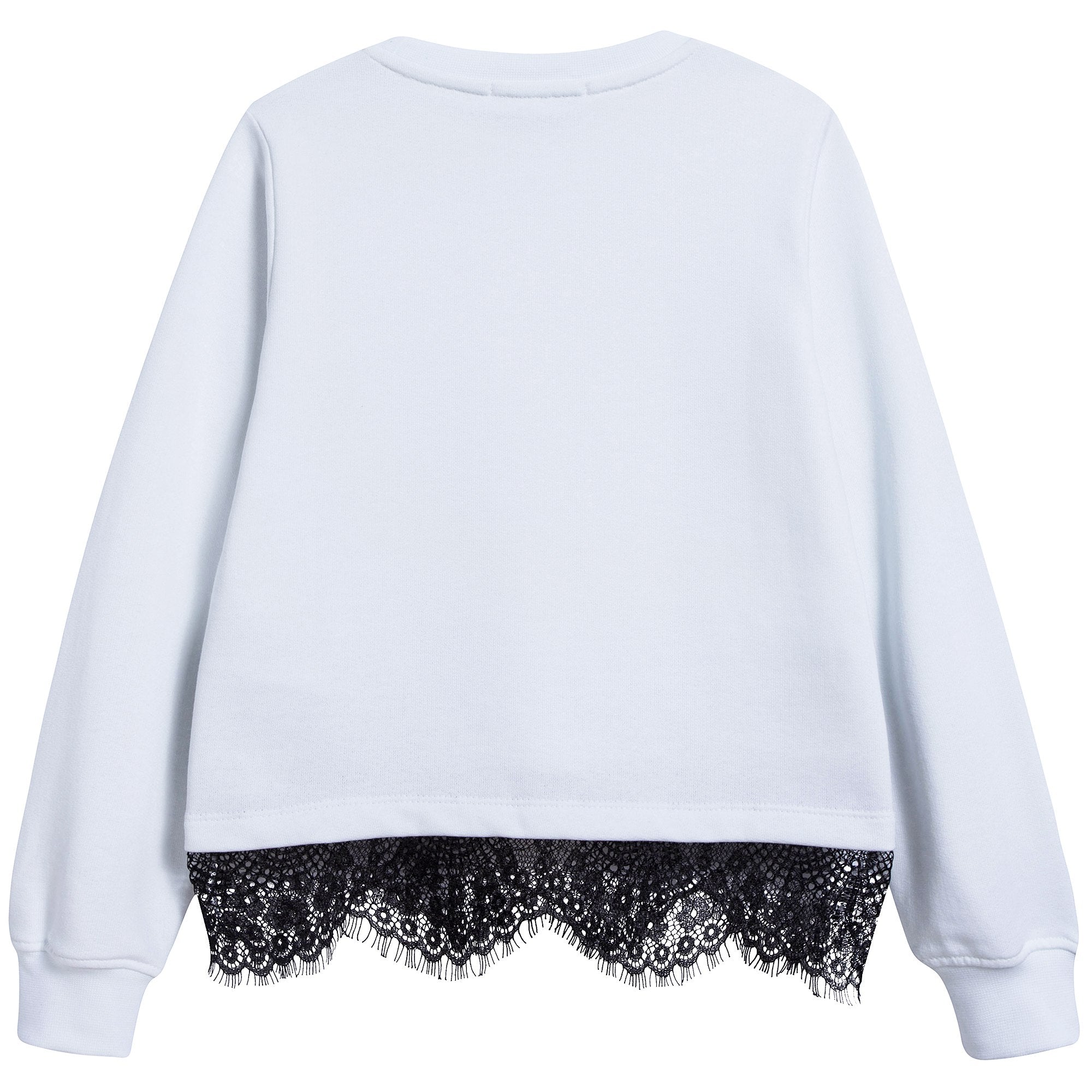 Girls White Logo Cotton Sweatshirt