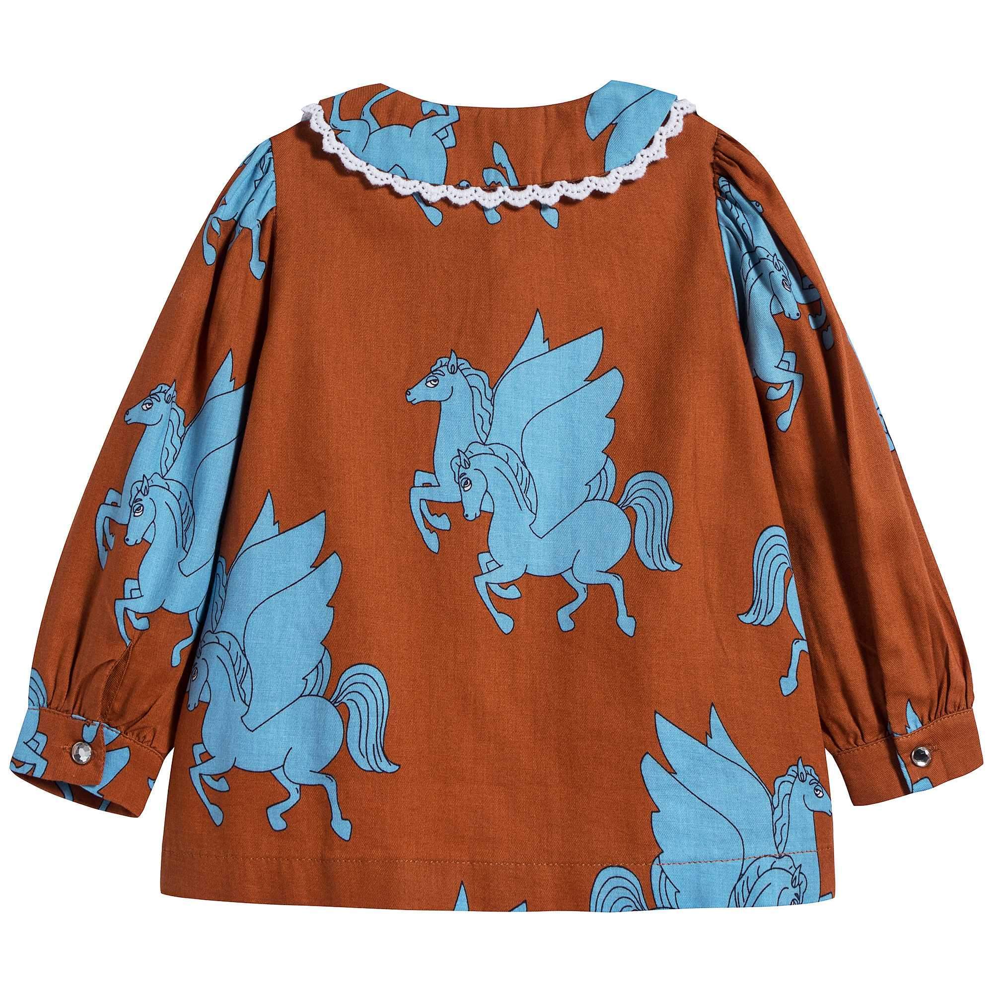 Girls Brown Cotton Blouse