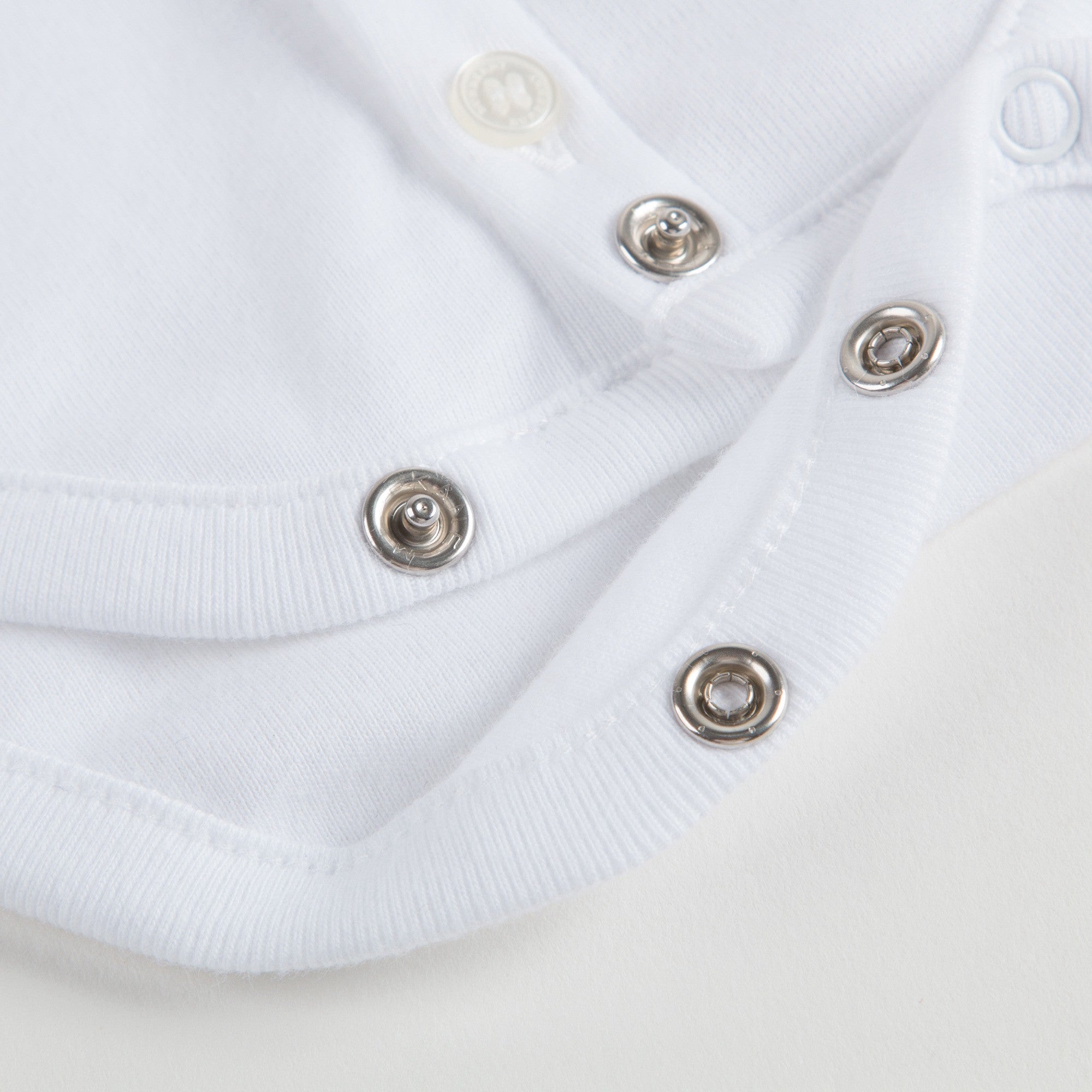 Baby White Cotton Babysuit With Check Collar