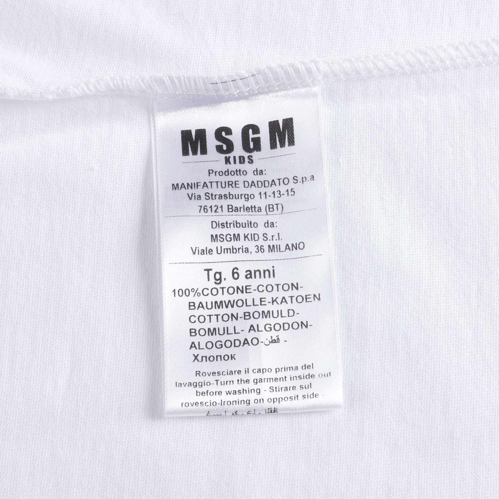 Girls White Glitter Logo Cotton T-Shirt