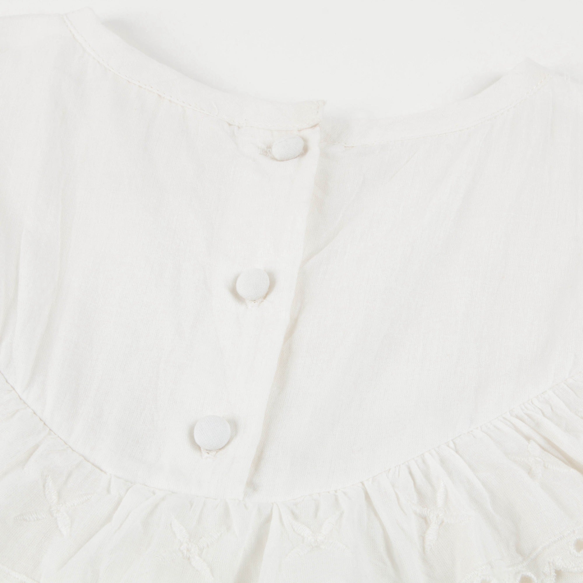 Girls Off White Cotton Dress