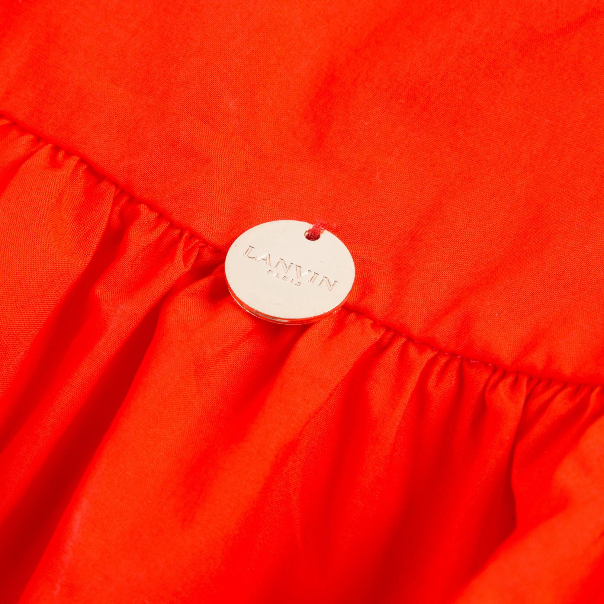 Girls Orange Cotton Top With Flounces