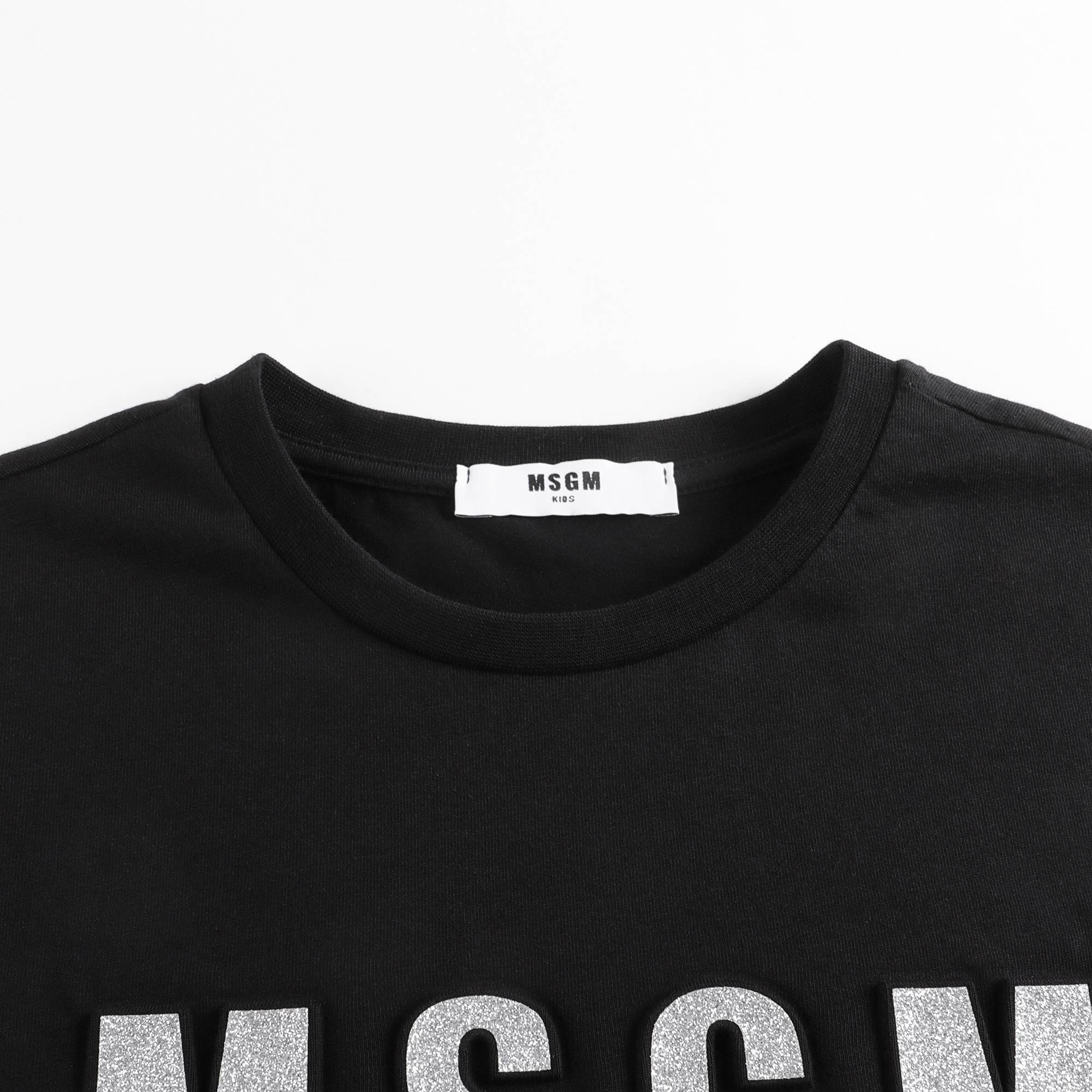 Girls Black Logo Cotton T-Shirt