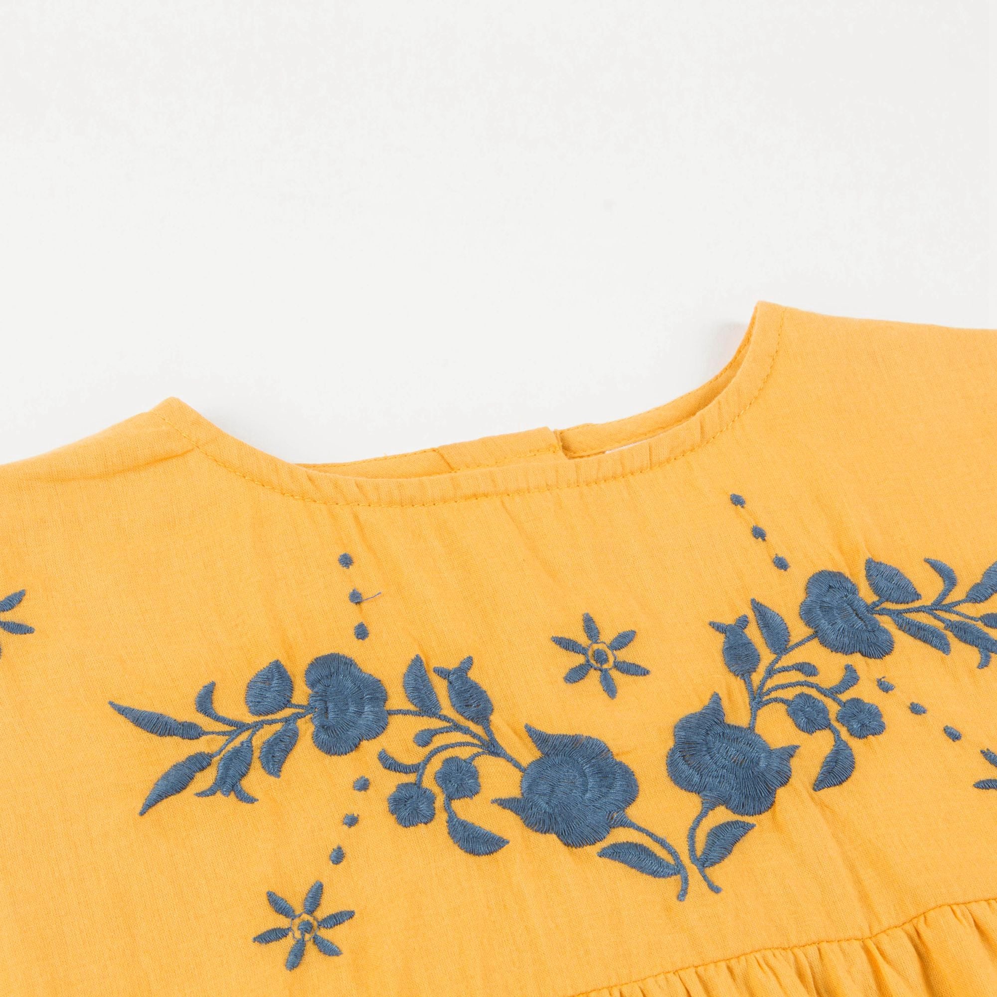Girls Saffron Printed Cotton Dress