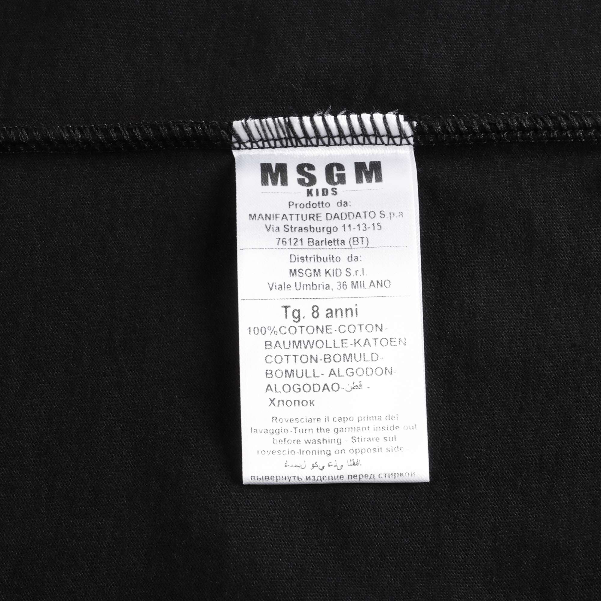 Girls Black Logo Cotton T-Shirt