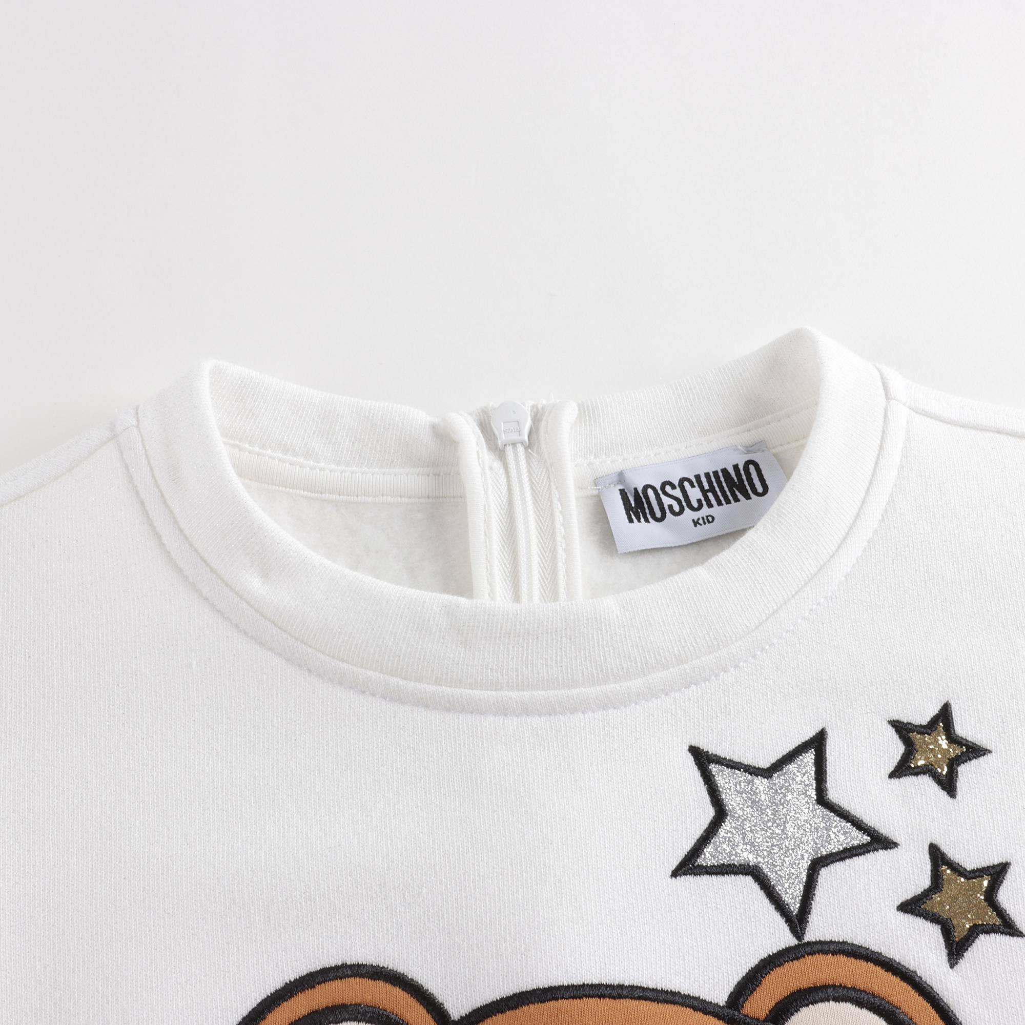 Girls White Logo Cotton Sweatshirt