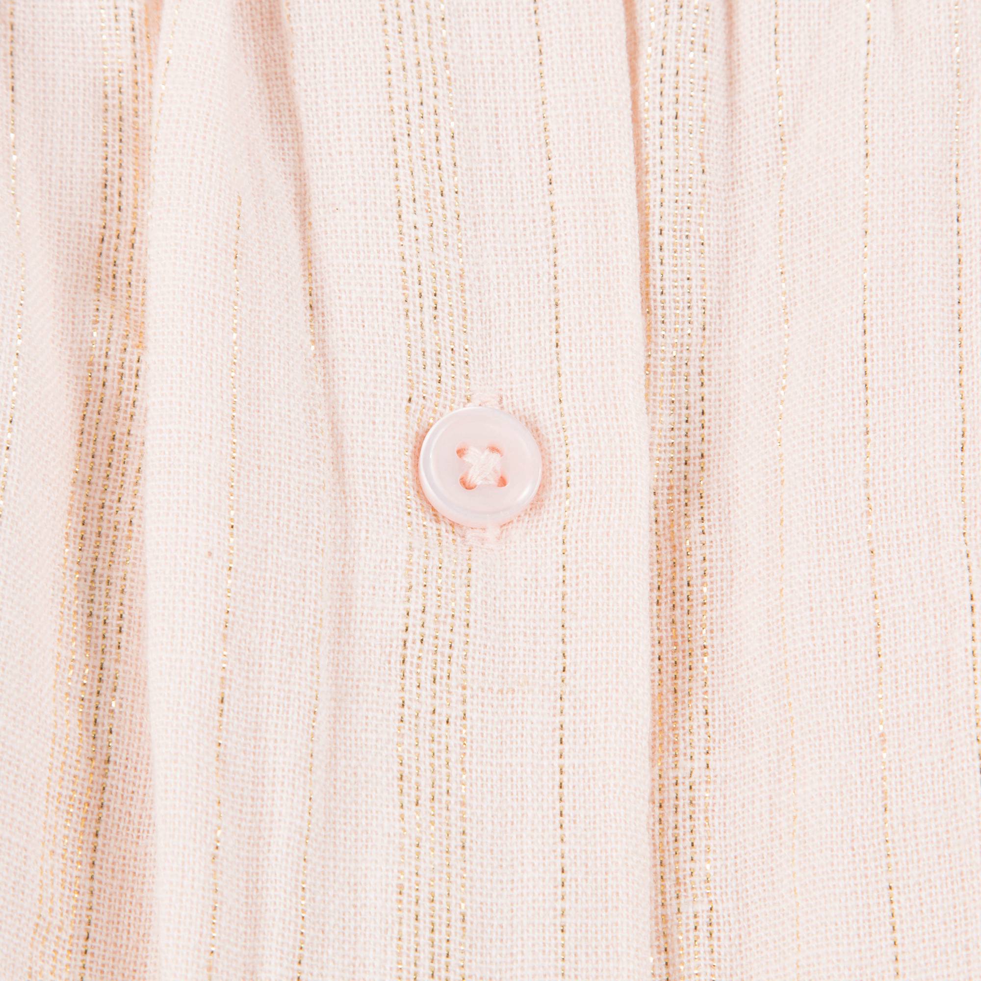 Baby Girls Light Pink "Gold  lurex  stripes" Cotton Dress