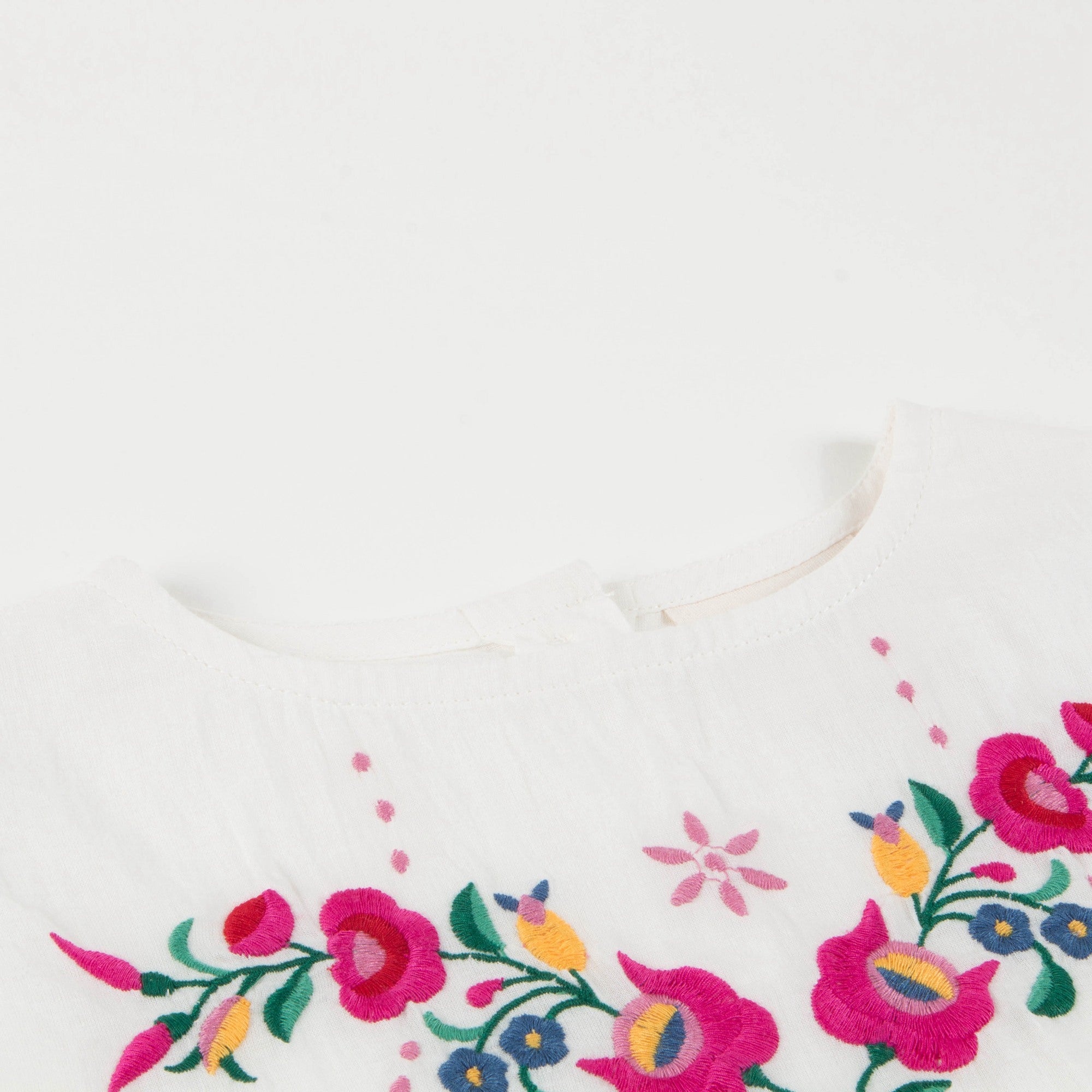 Girls Off  White Cotton Tunic