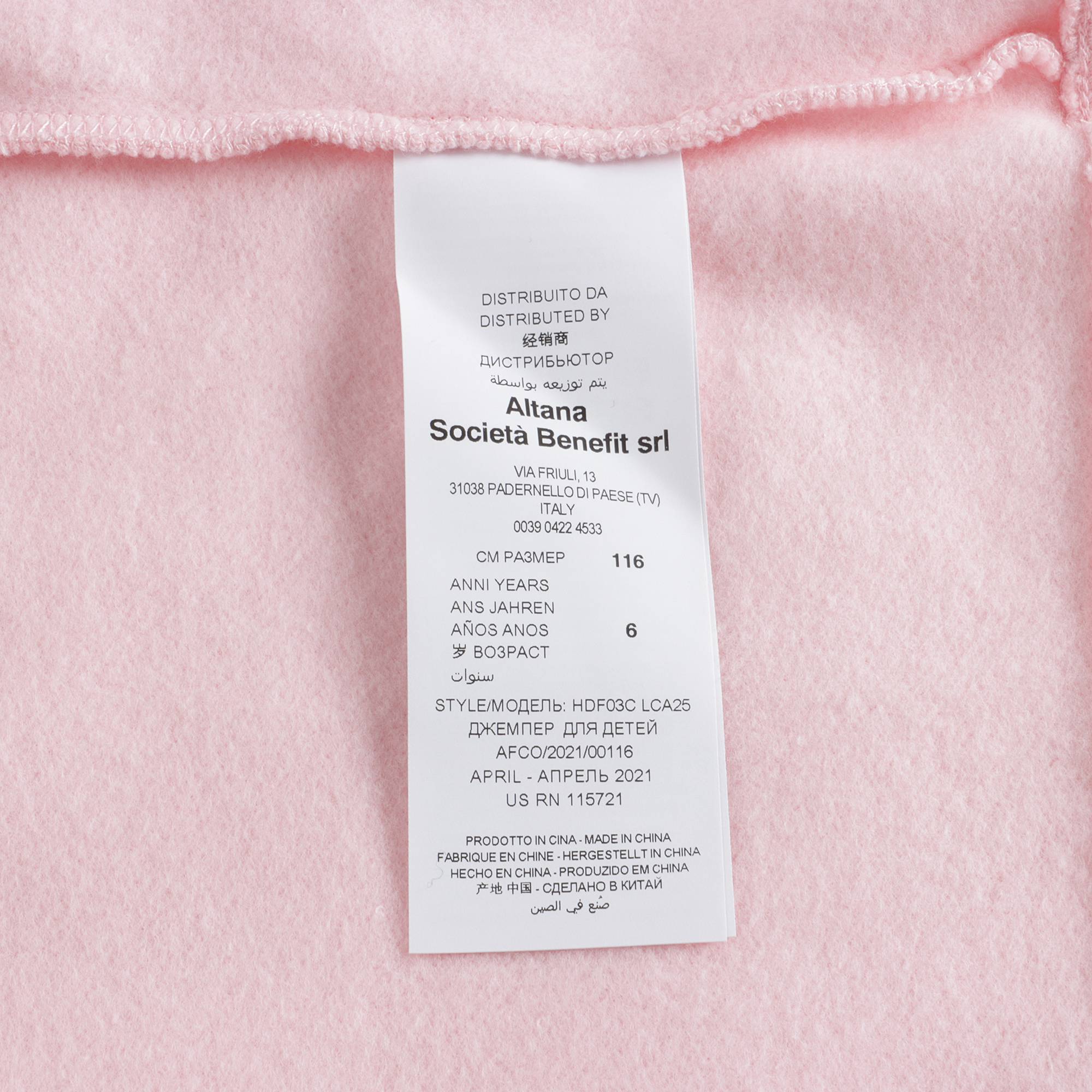 Girls Pink Logo Cotton Sweatshirt