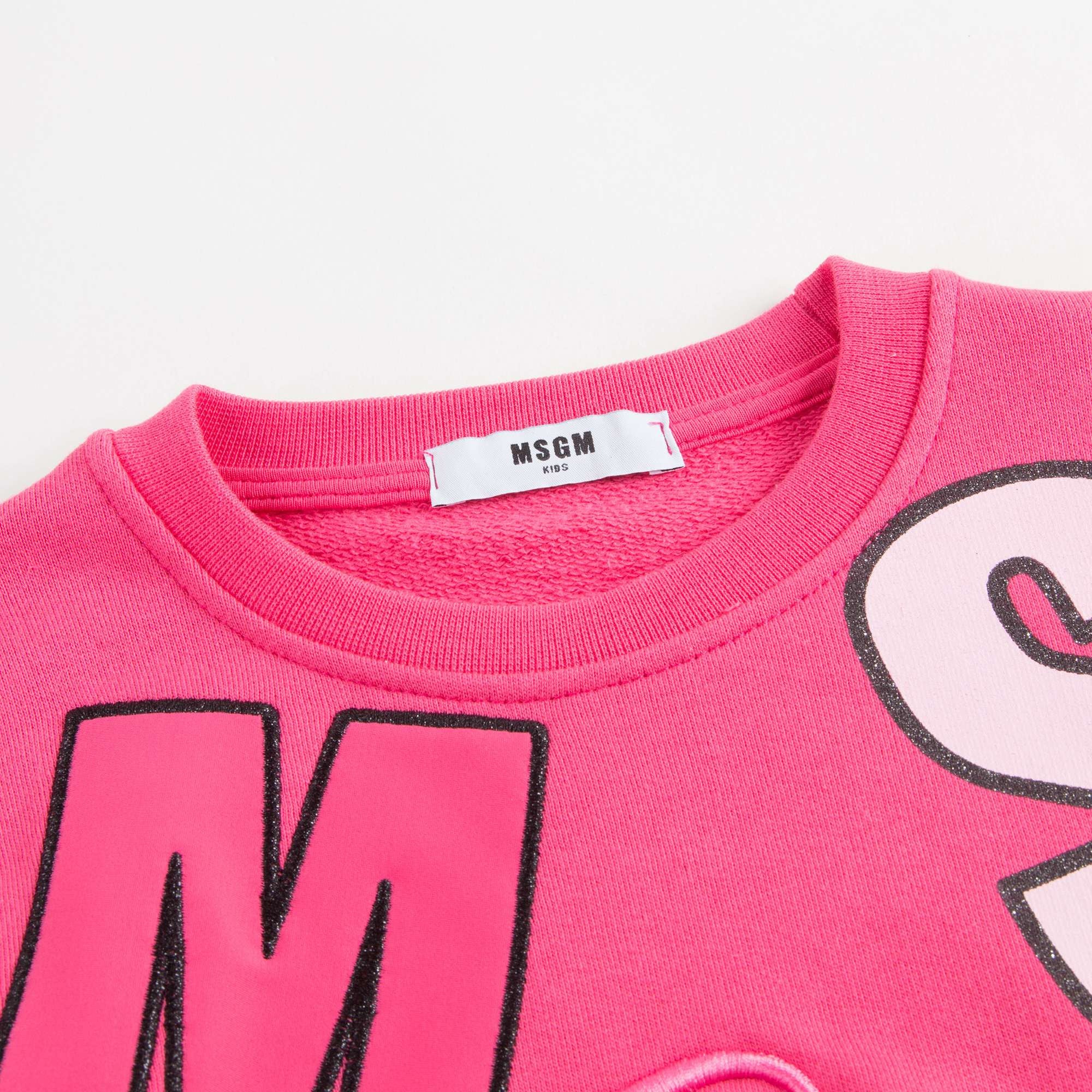 Girls Pink Logo Cotton Sweatshirt