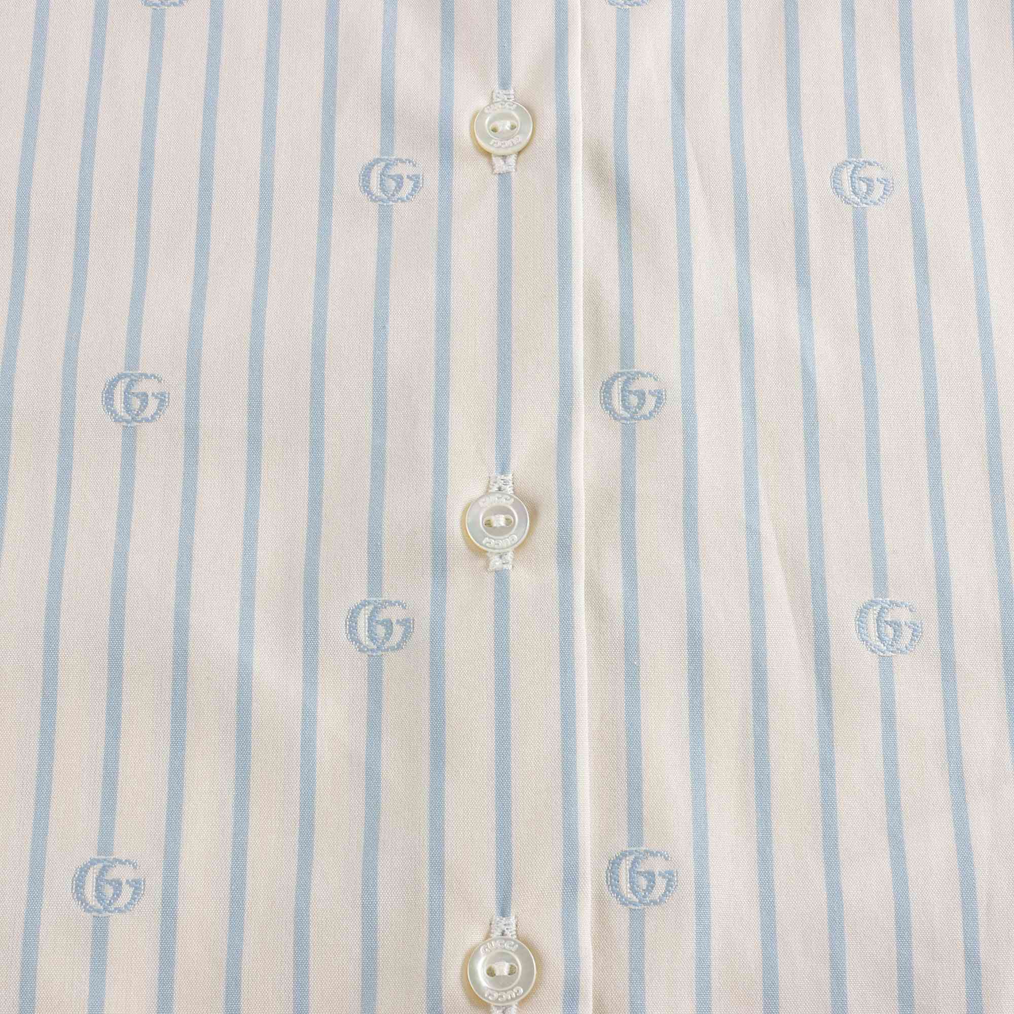 Baby Girls White Stripes Logo Cotton Shirt