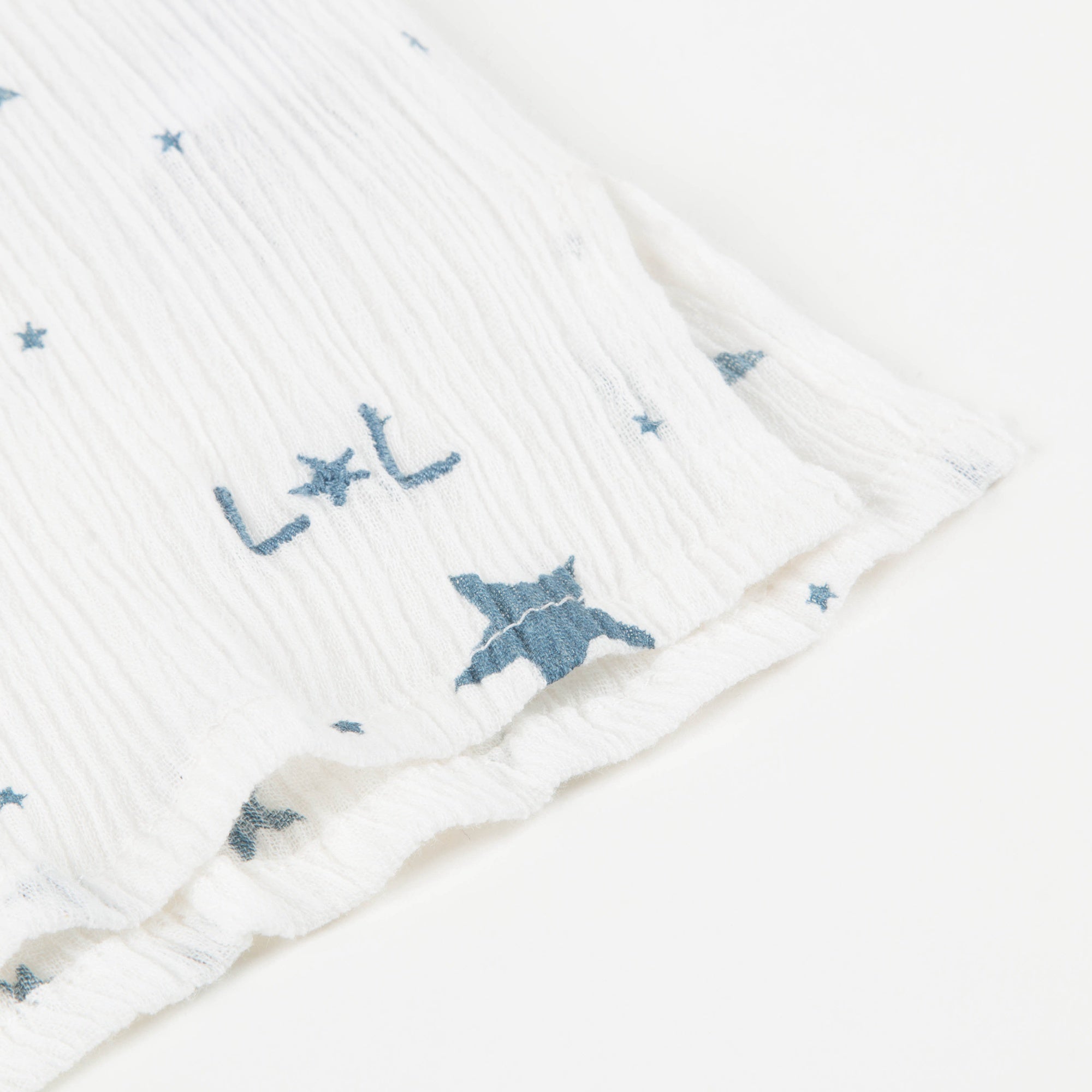 Girls White "Cotton  Crepe  Stars" T-shirt
